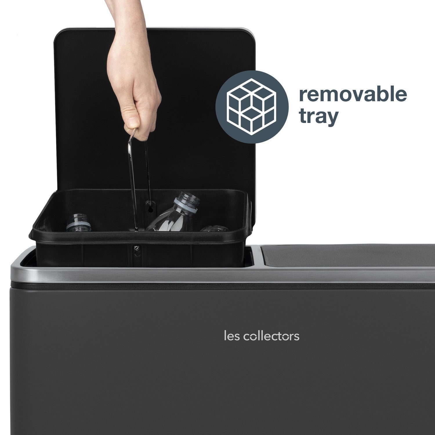 Poubelle de tri 2x30L Gris foncé