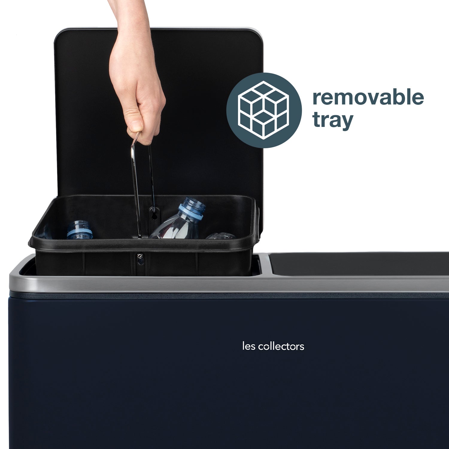 Poubelle de tri 2x30L Bleu Nuit