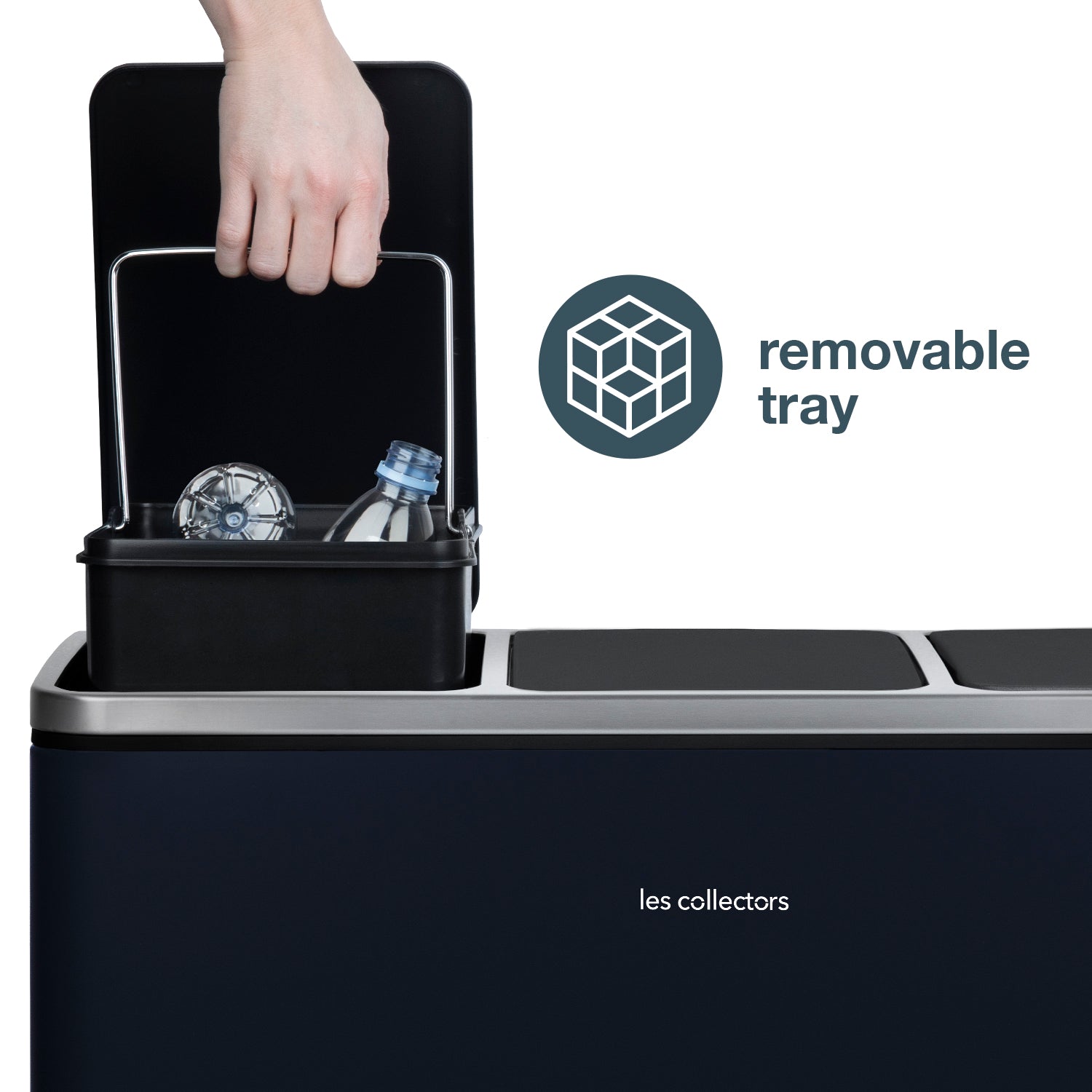 Poubelle de tri 3x18L Bleu Nuit