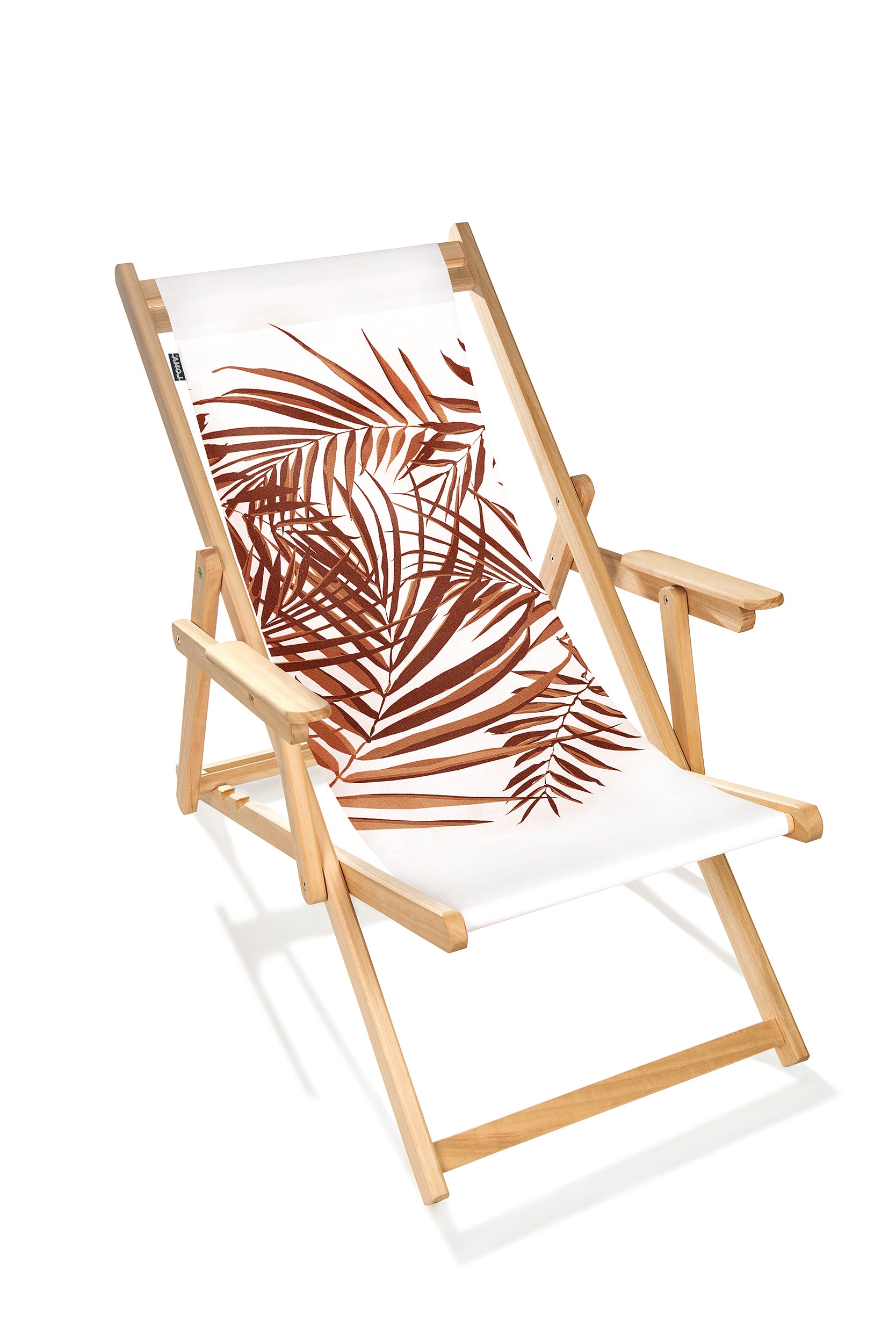 Chilienne pliante de jardin LONA en bois d'eucalyptus et toile 100% coton - PALME BRIQUE