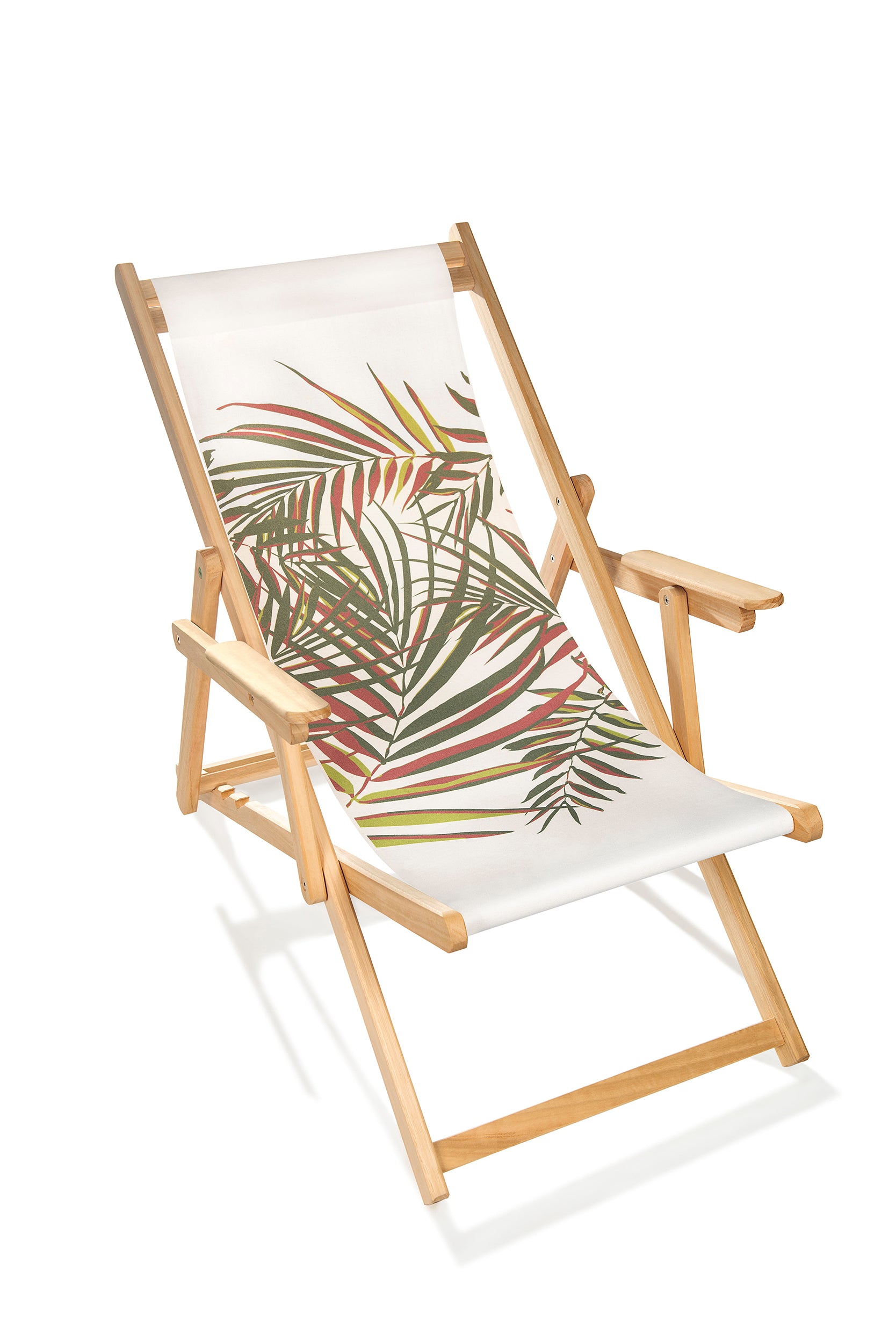 Chilienne pliante de jardin LONA en bois d'eucalyptus et toile 100% coton - PALME JUNGLE
