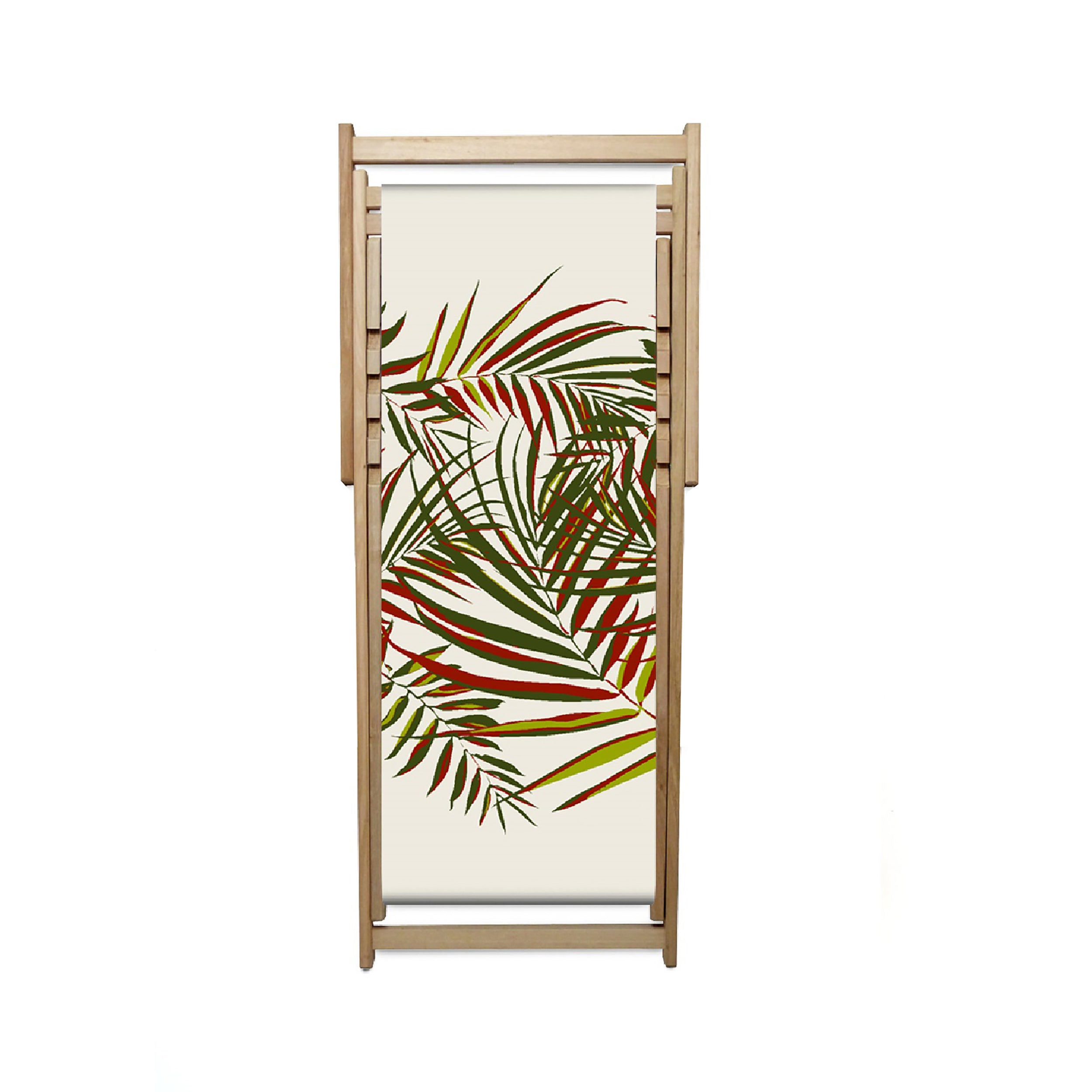 Chilienne pliante de jardin LONA en bois d'eucalyptus et toile 100% coton - PALME JUNGLE