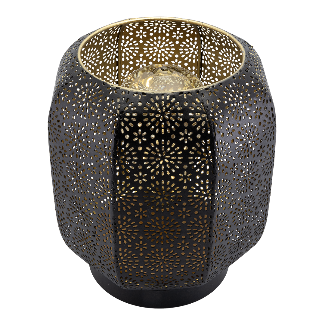 Lampe de table LED sans fil rechargeable Marrakech - noire / dorée - intérieur & extérieur