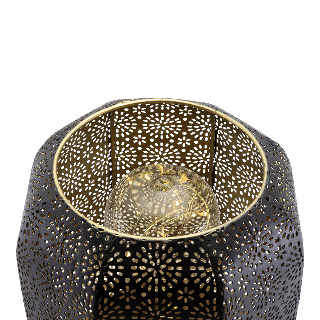 Lampe de table LED sans fil rechargeable Marrakech - noire / dorée - intérieur & extérieur