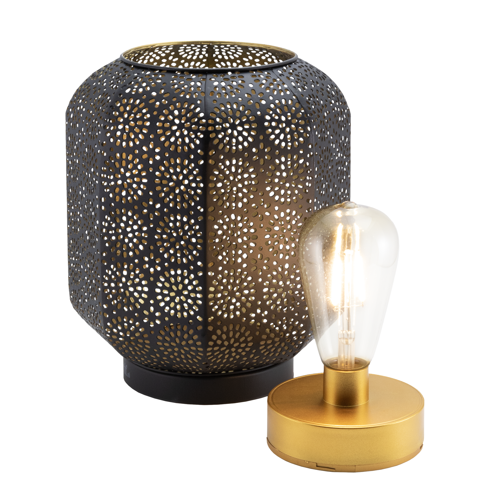 Lampe de table LED sans fil rechargeable Marrakech - noire / dorée - intérieur & extérieur