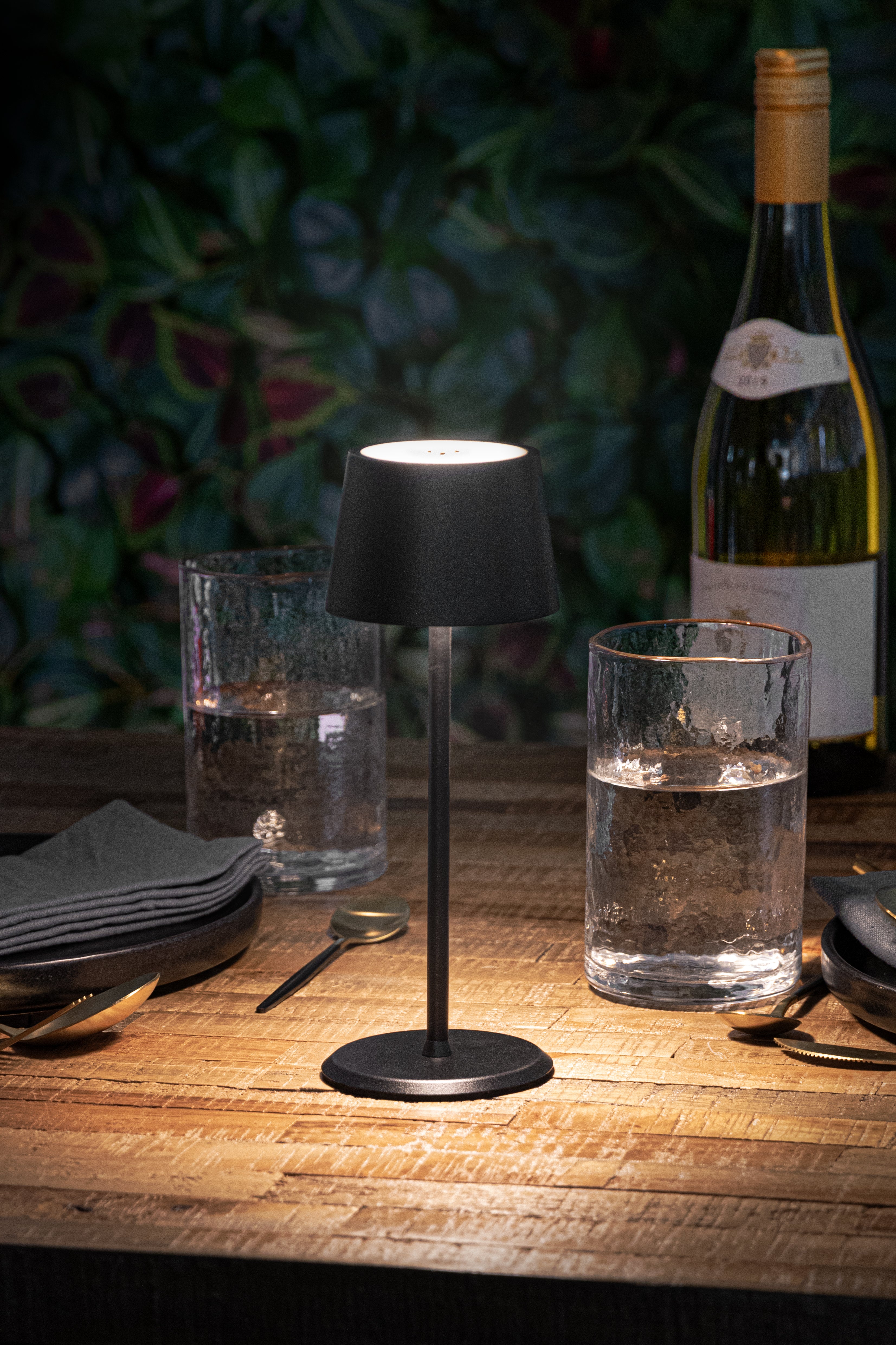Pack 2 lampes de table LED sans fil rechargeables - Monte Carlo - noires - intérieur & extérieur