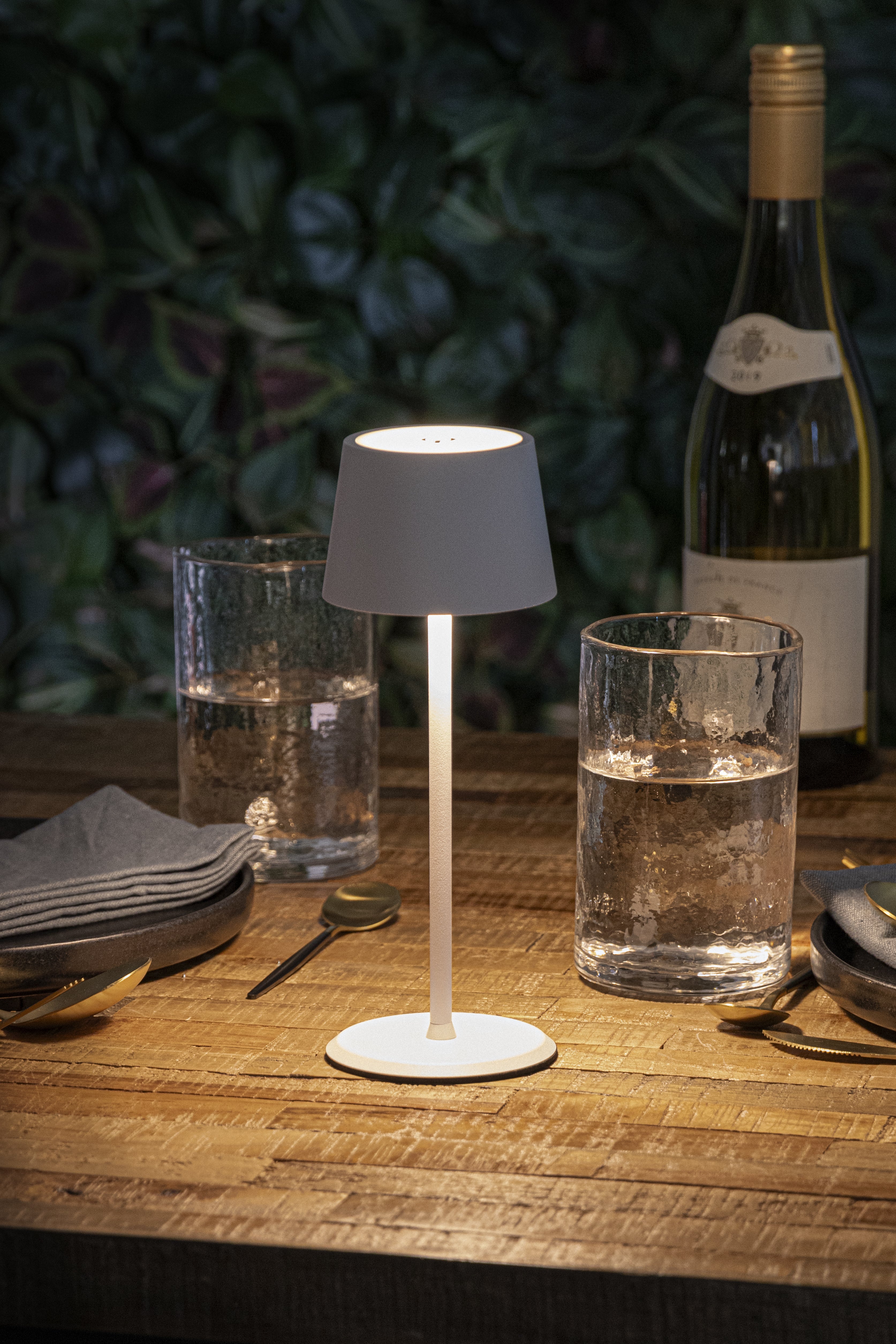 Lampe de table LED sans fil rechargeable Monte Carlo - blanche - intérieur & extérieur