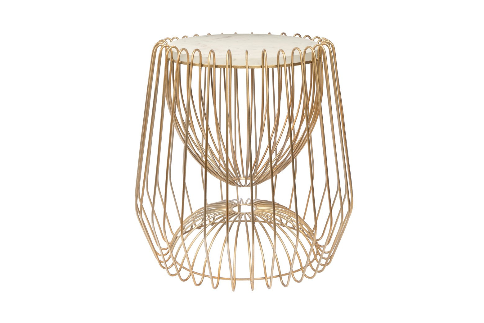 Table d'appoint blanc laiton - Malibu
