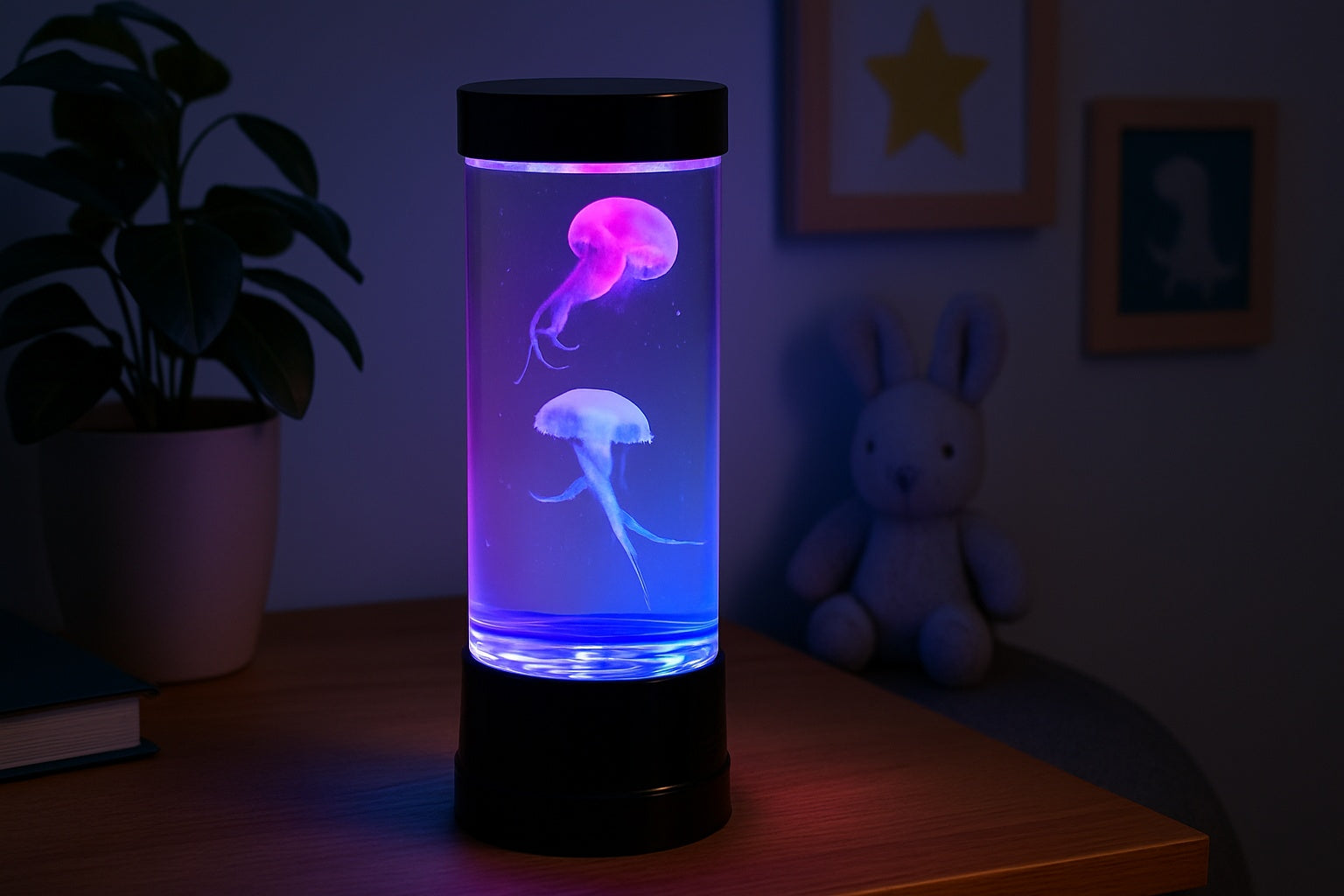 Lampe Aquarium Méduse LED – 2 Méduses Colorées, Changement Automatique, Double Alimentation