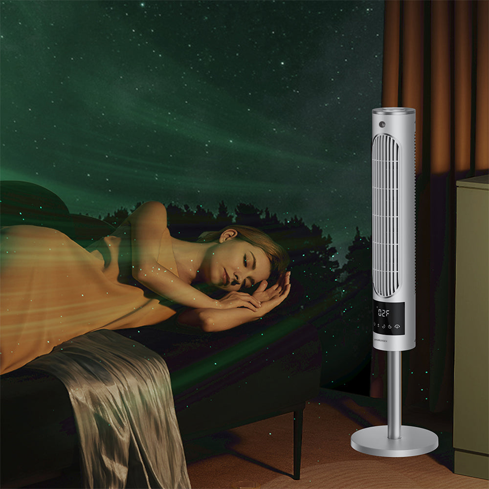 Ventilateur colonne portable blanc