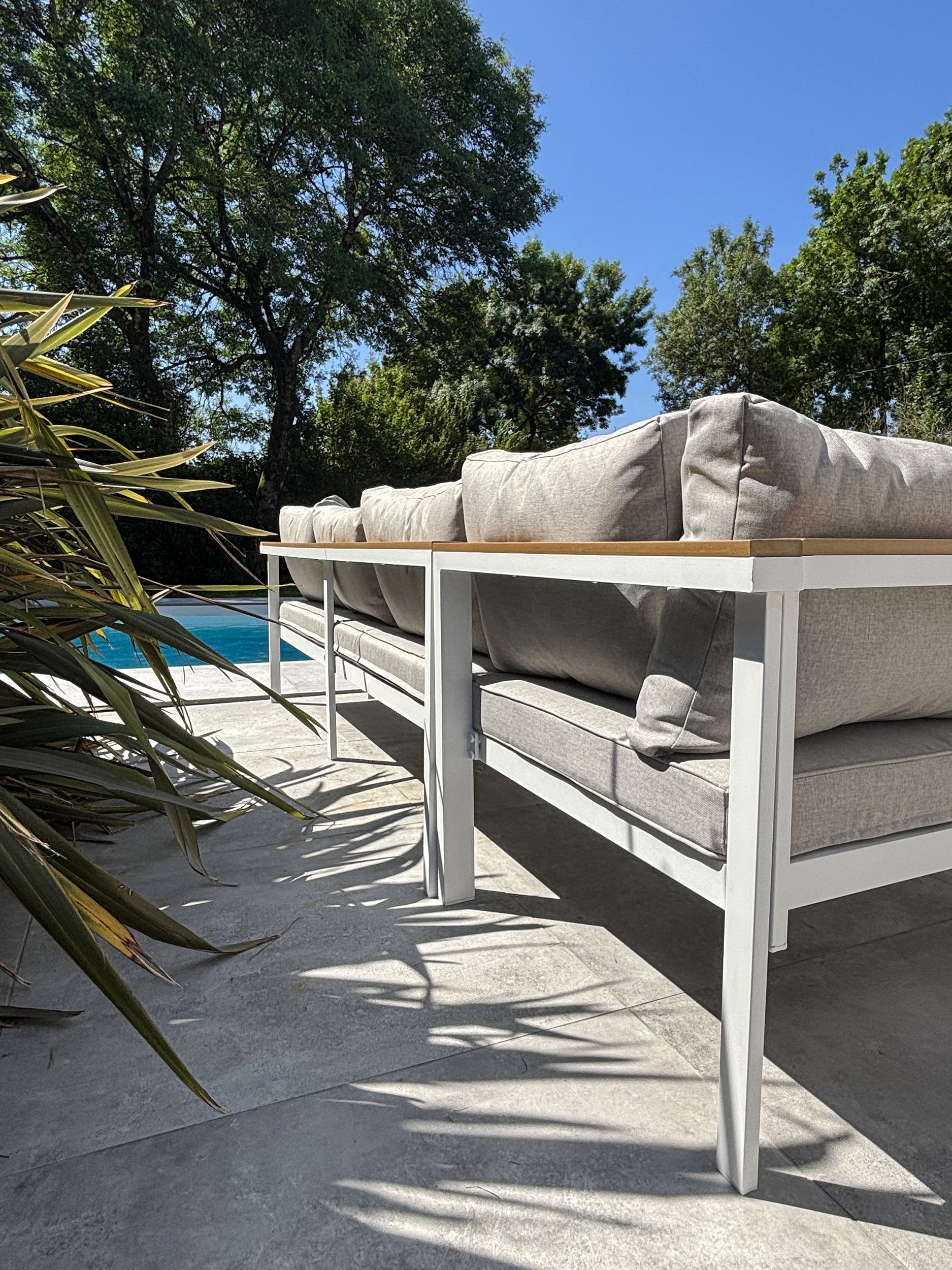 Ensemble repas de jardin Majari - Blanc 150 cm
