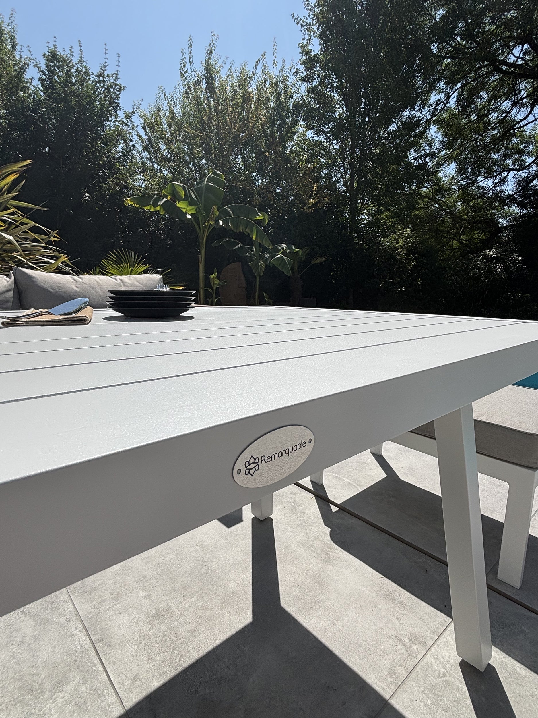 Ensemble repas de jardin Majari - Blanc 150 cm