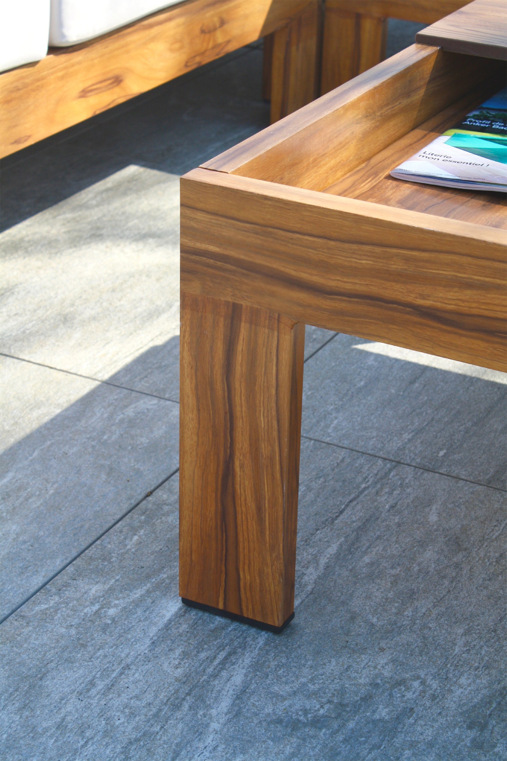 Salon de jardin d'angle MAJORQUE 5 places en aluminium effet bois - MARRON
