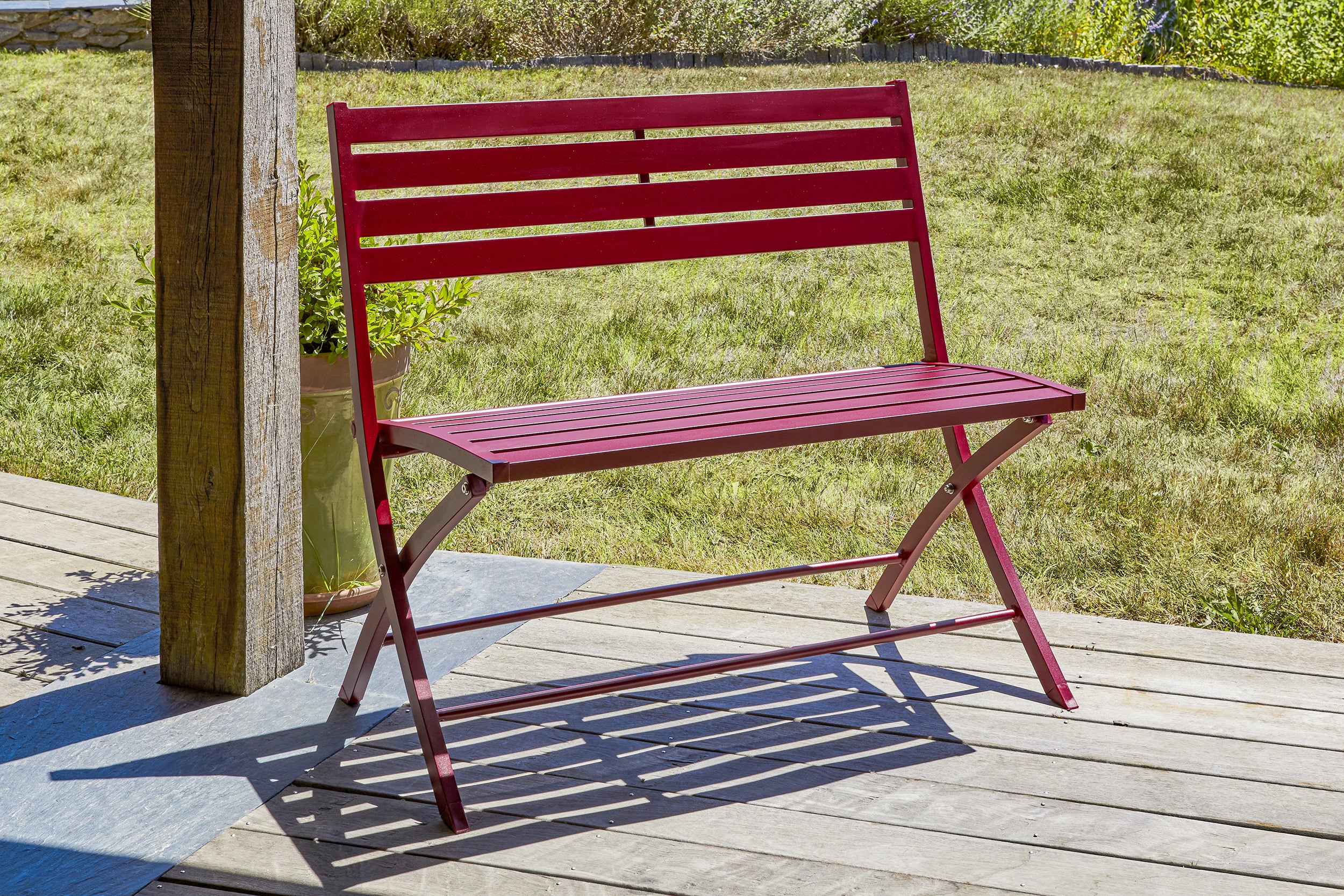 Banc de jardin pliant MARIUS en aluminium - ROUGE CARMIN