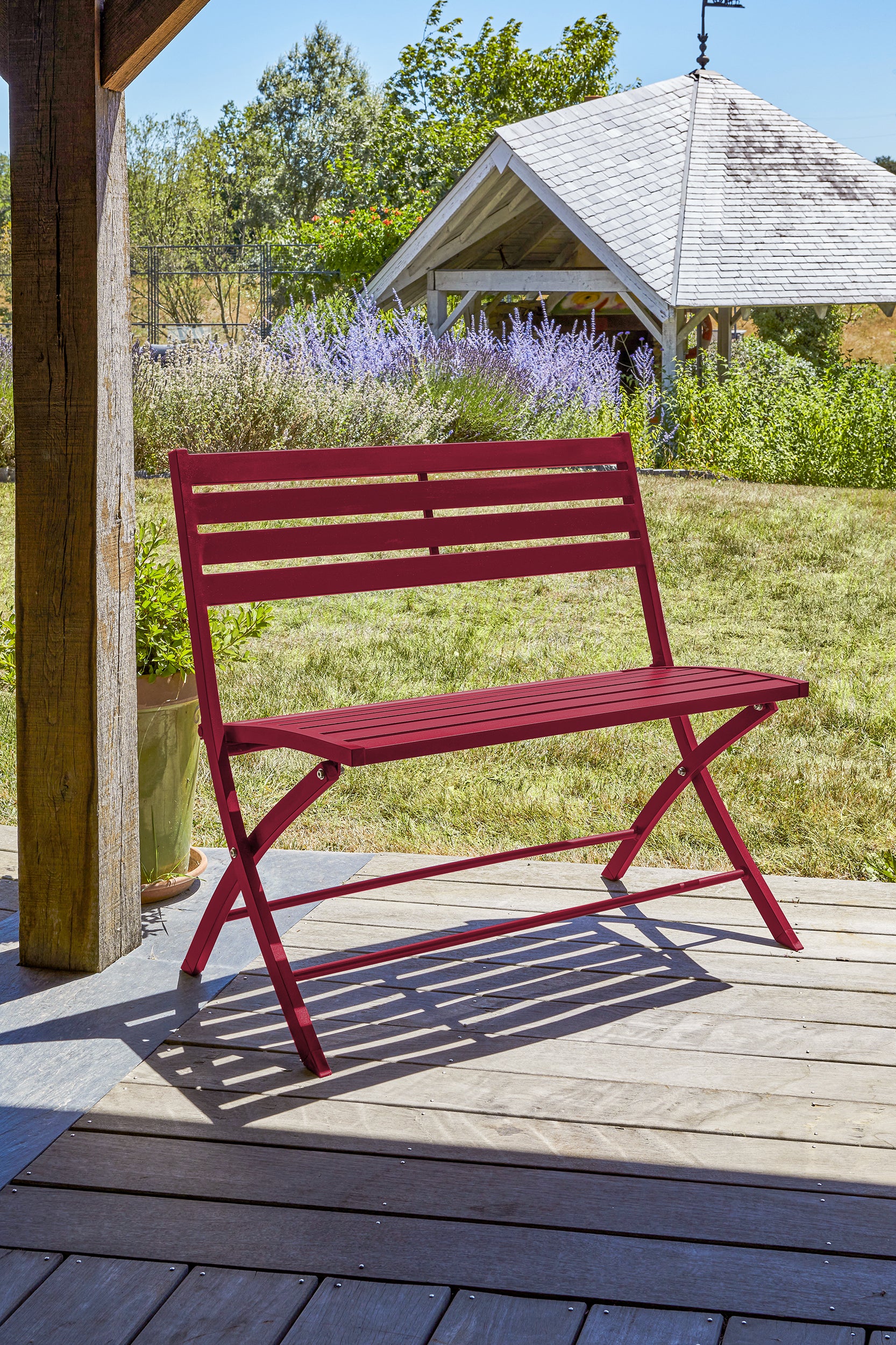 Banc de jardin pliant MARIUS en aluminium - ROUGE CARMIN