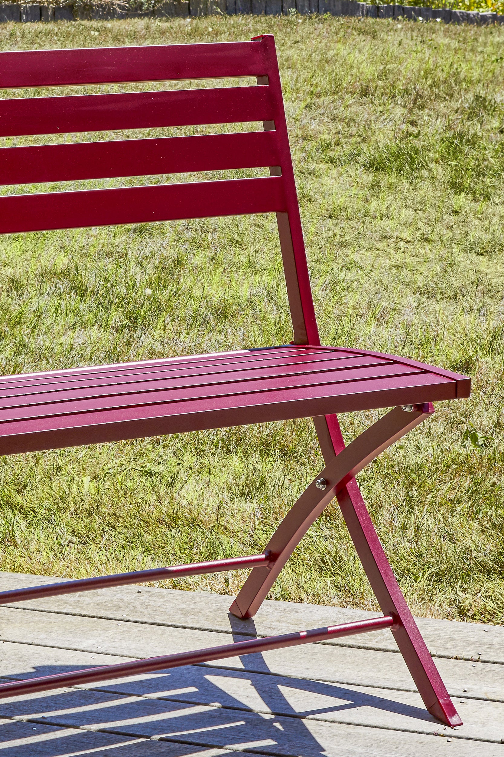 Banc de jardin pliant MARIUS en aluminium - ROUGE CARMIN