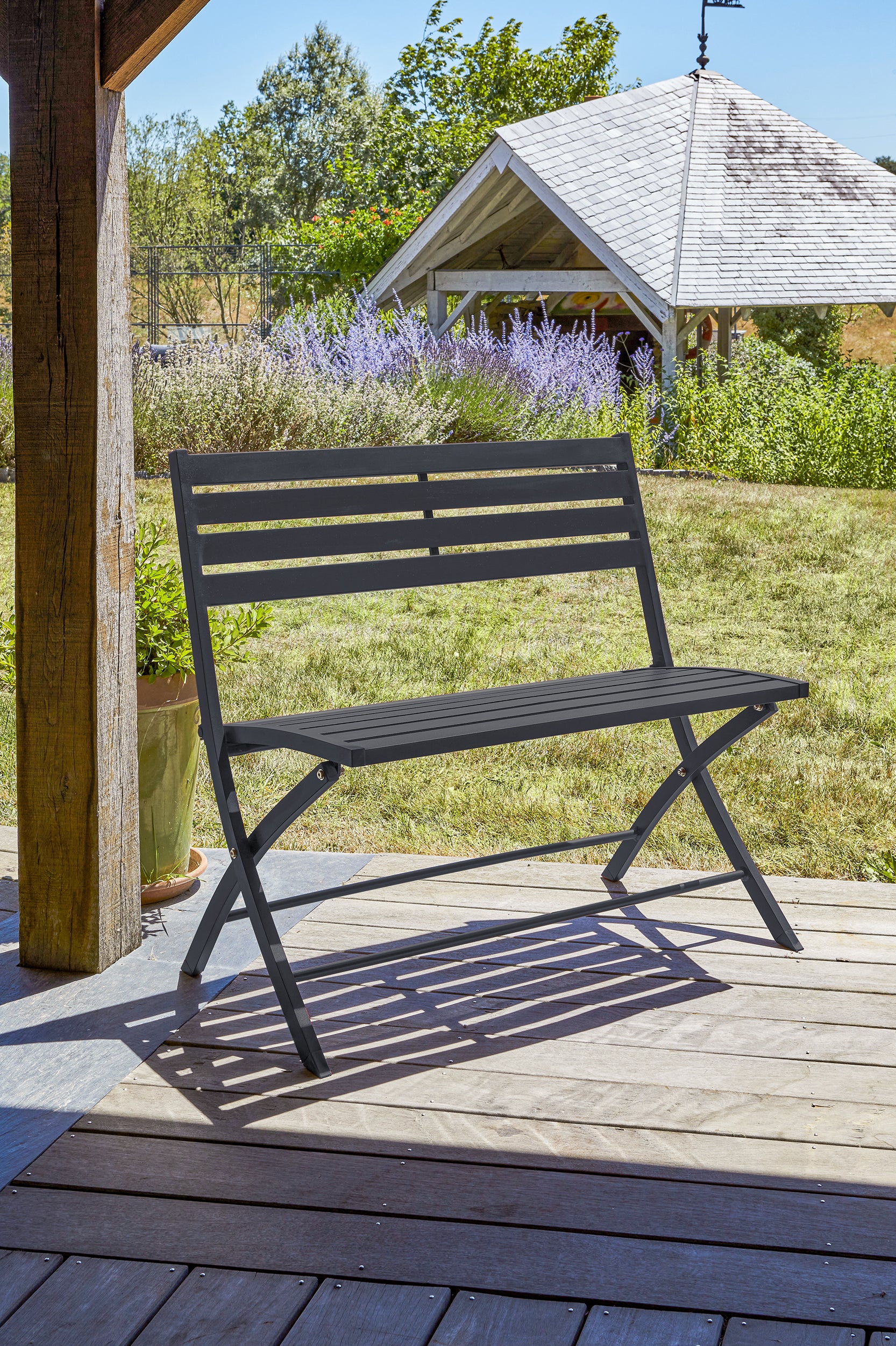 Banc de jardin pliant MARIUS en aluminium - GRIS ANTHRACITE