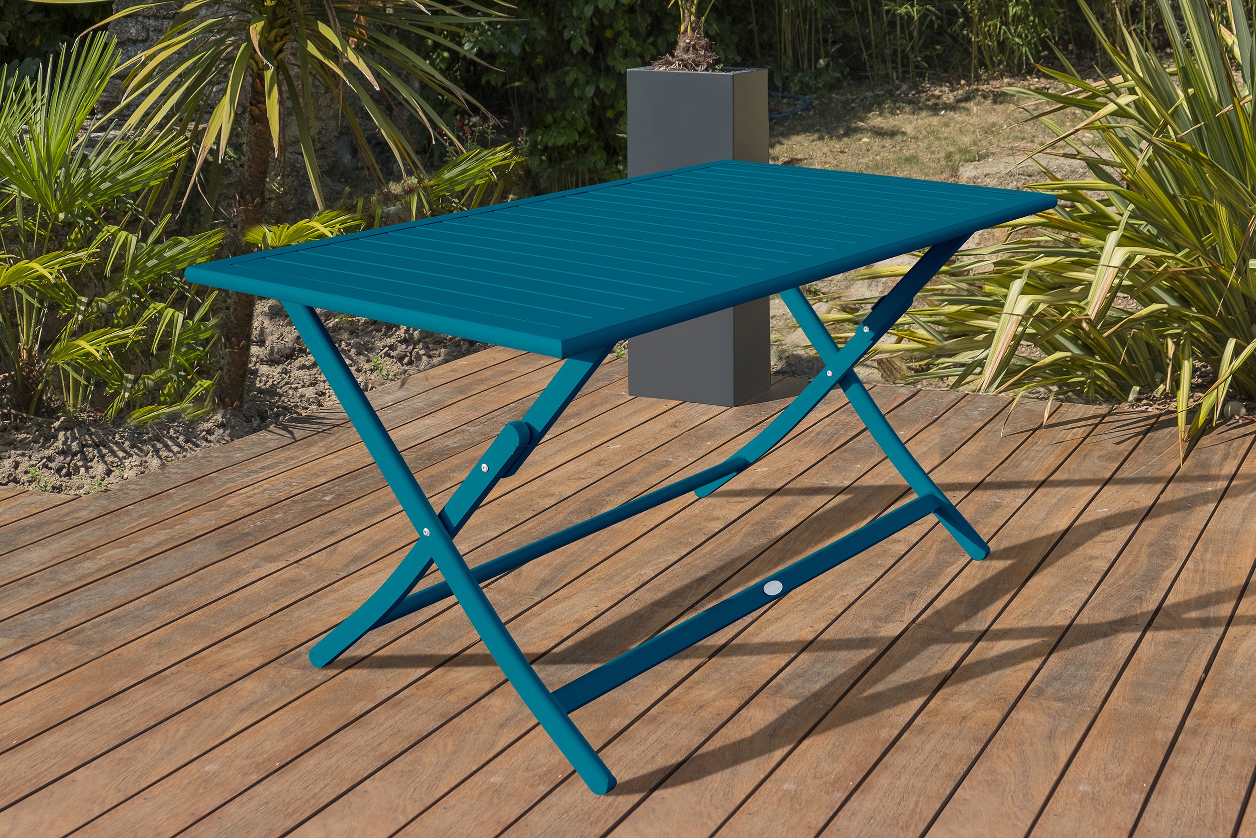Table de jardin MARIUS-TB140-CANARD pliante et 4 chaises MARIUS-CP-CANARD pliantes