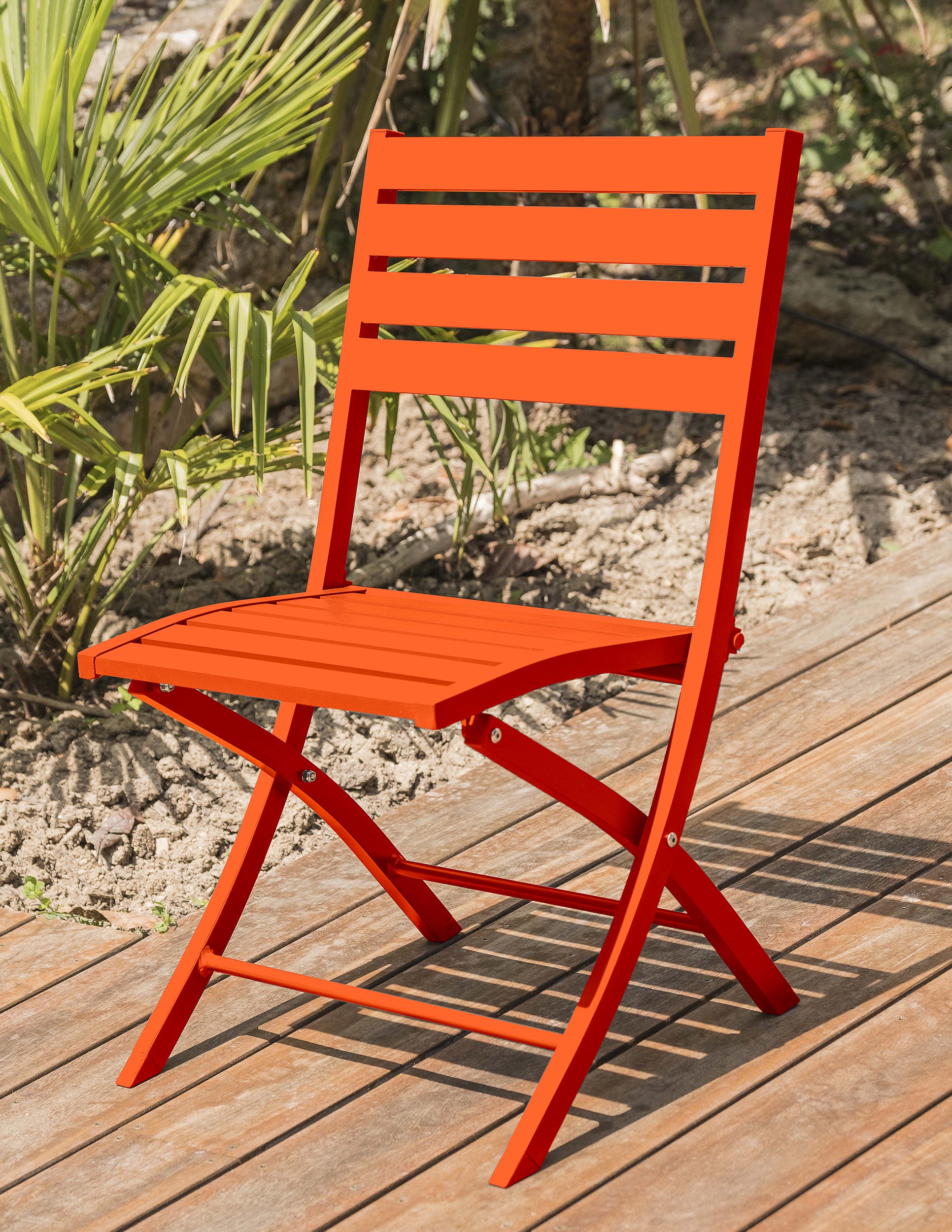 Table de jardin pliante MARIUS-TB140-ORANGE et 4 chaises MARIUS-CP-ORANGE pliantes