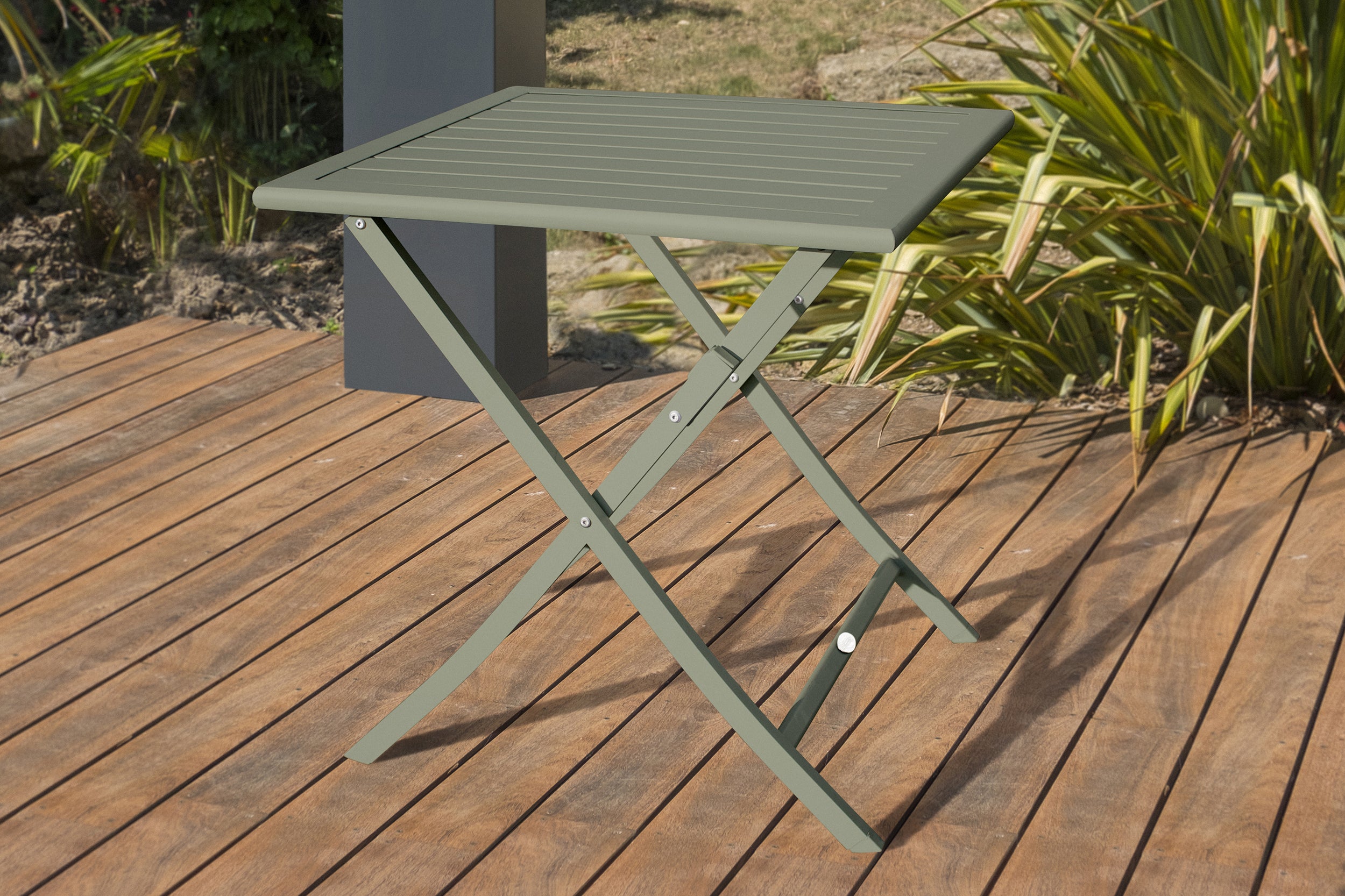 Table de jardin MARIUS-TB70-KAKI pliante et 2 chaises MARIUS-CP-KAKI pliantes