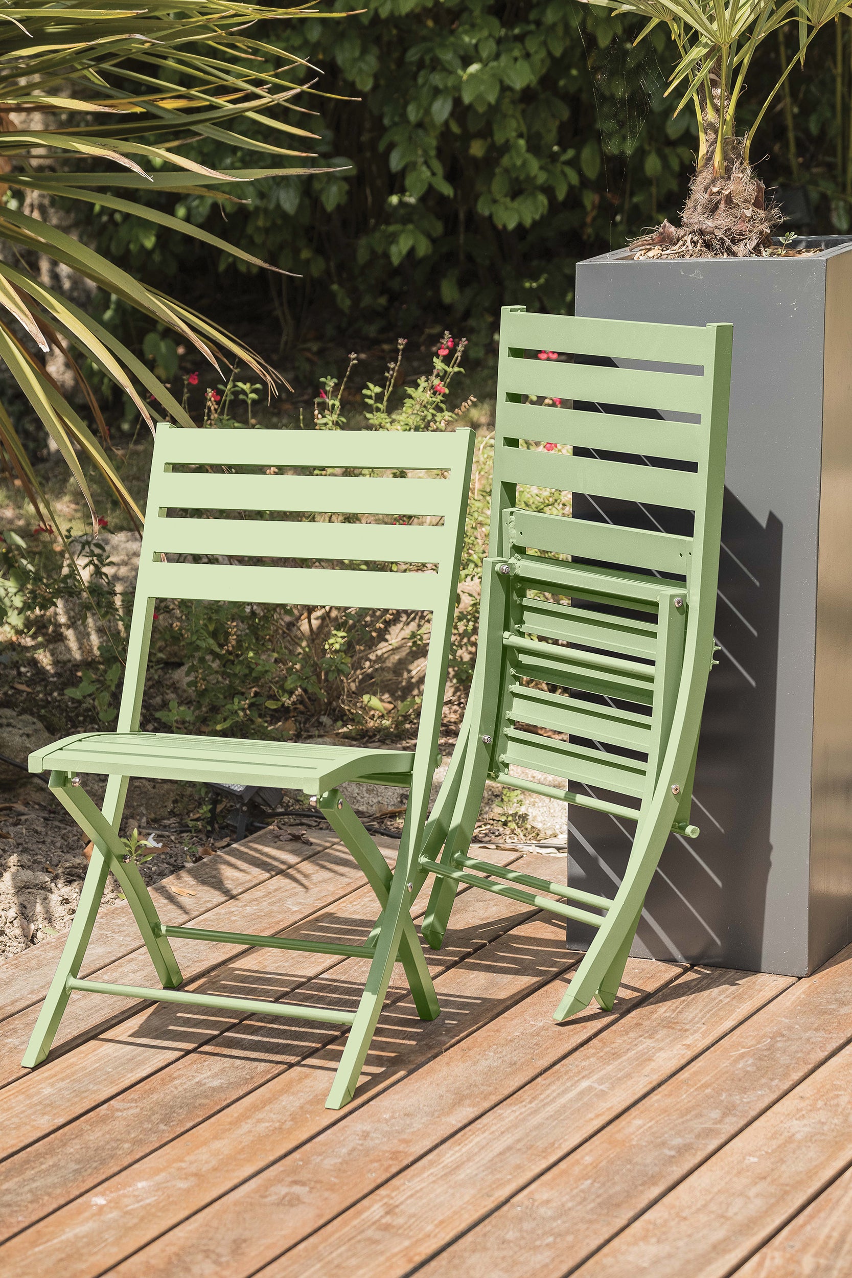 Table de jardin MARIUS-TB70-LAGUNE pliante et 2 chaises MARIUS-CP-LAGUNE pliantes