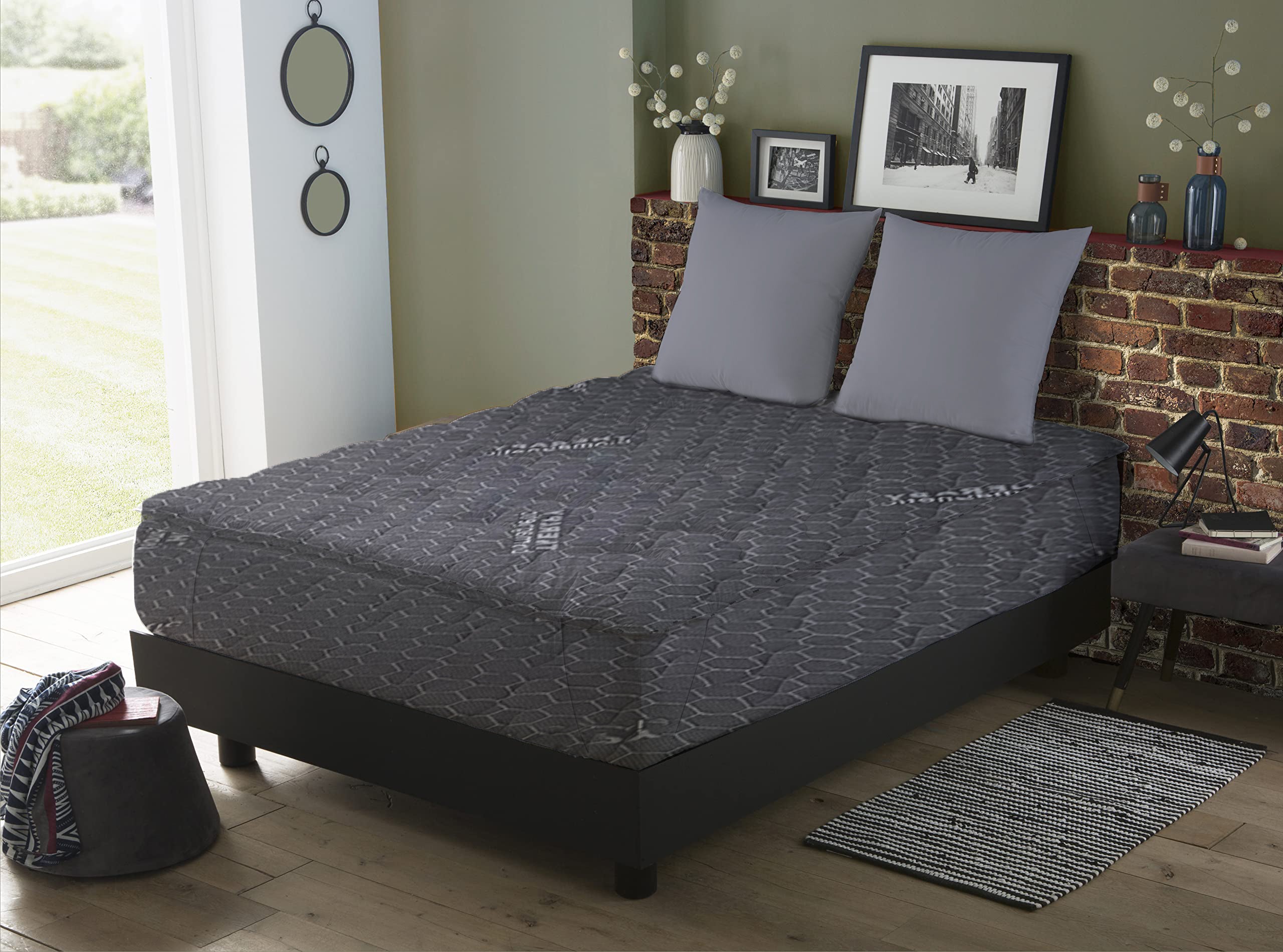 Matelas Capitonné Anthracite - Epaisseur 25cm