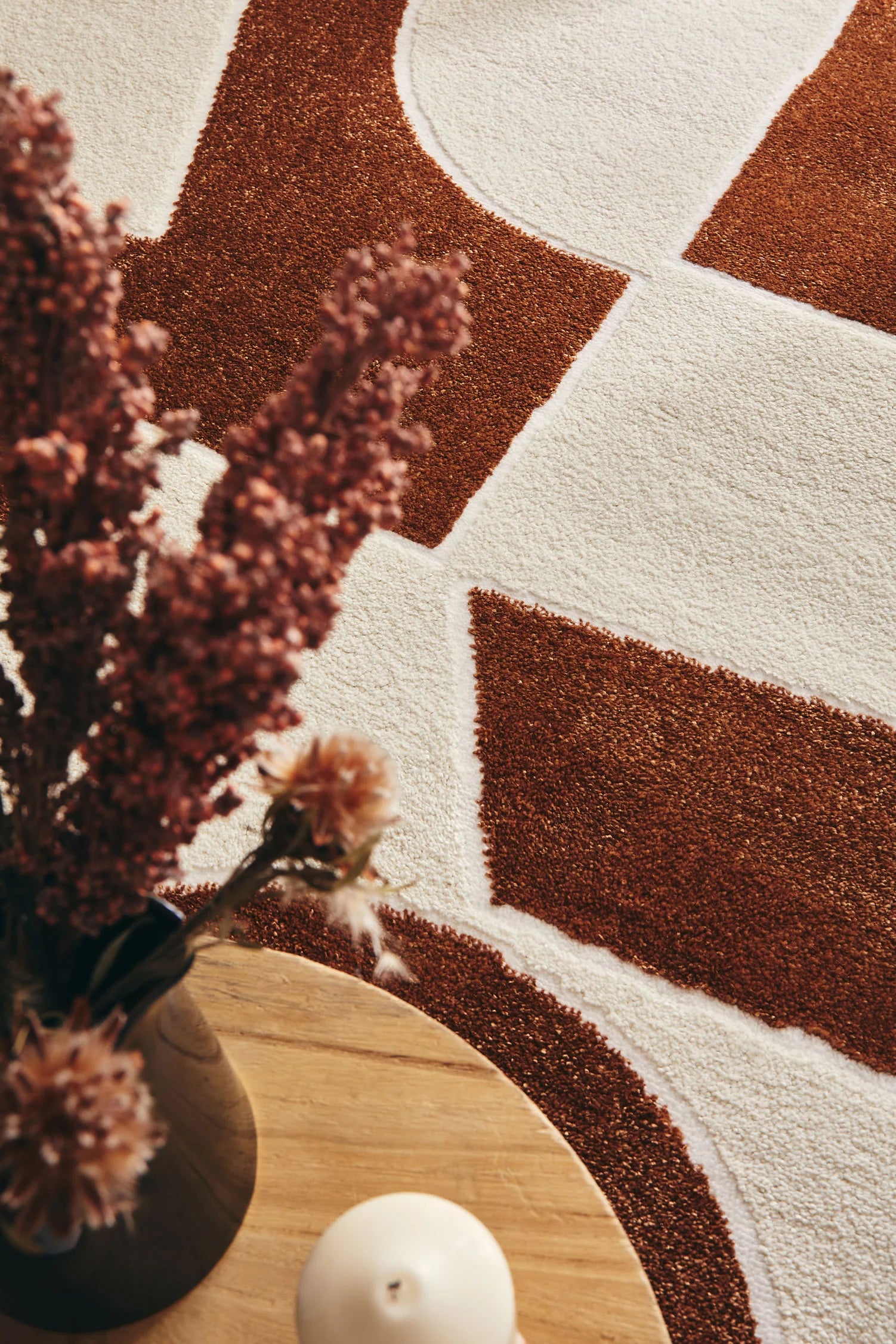 Tapis géométrique en polypropylène marron