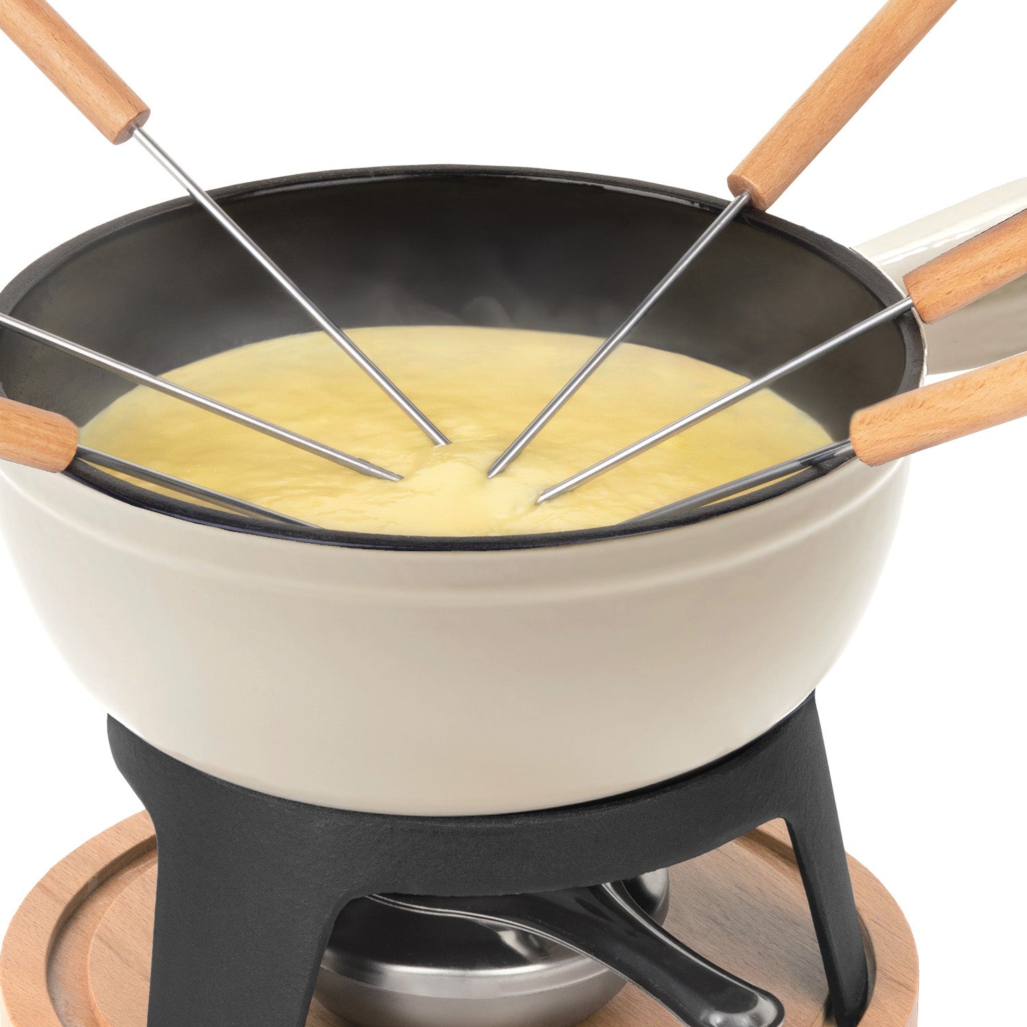 Fondue en fonte pour 6 personnes - Beige