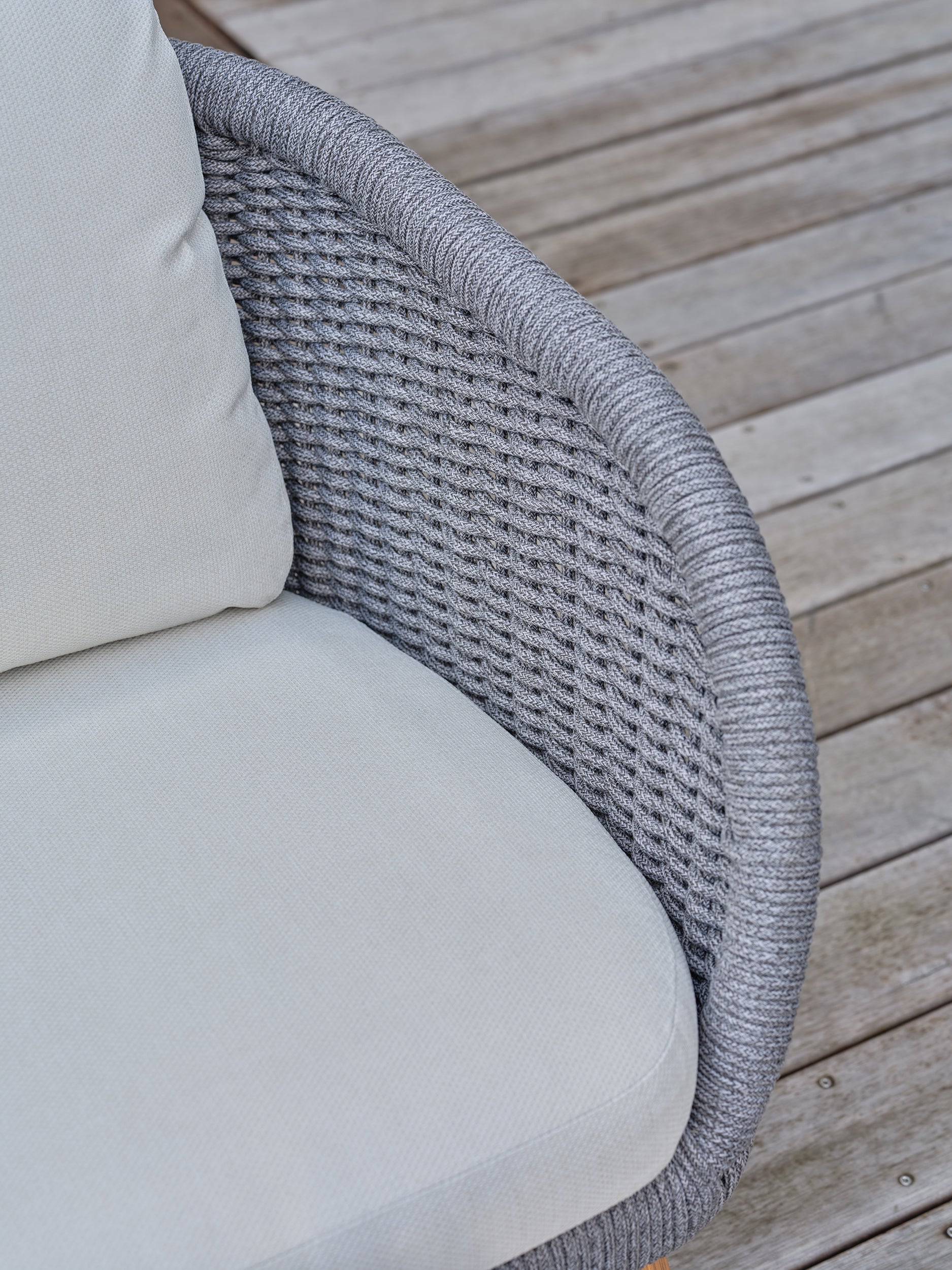 Salon bas de jardin Mynta alu et corde Olefin - Effet bois