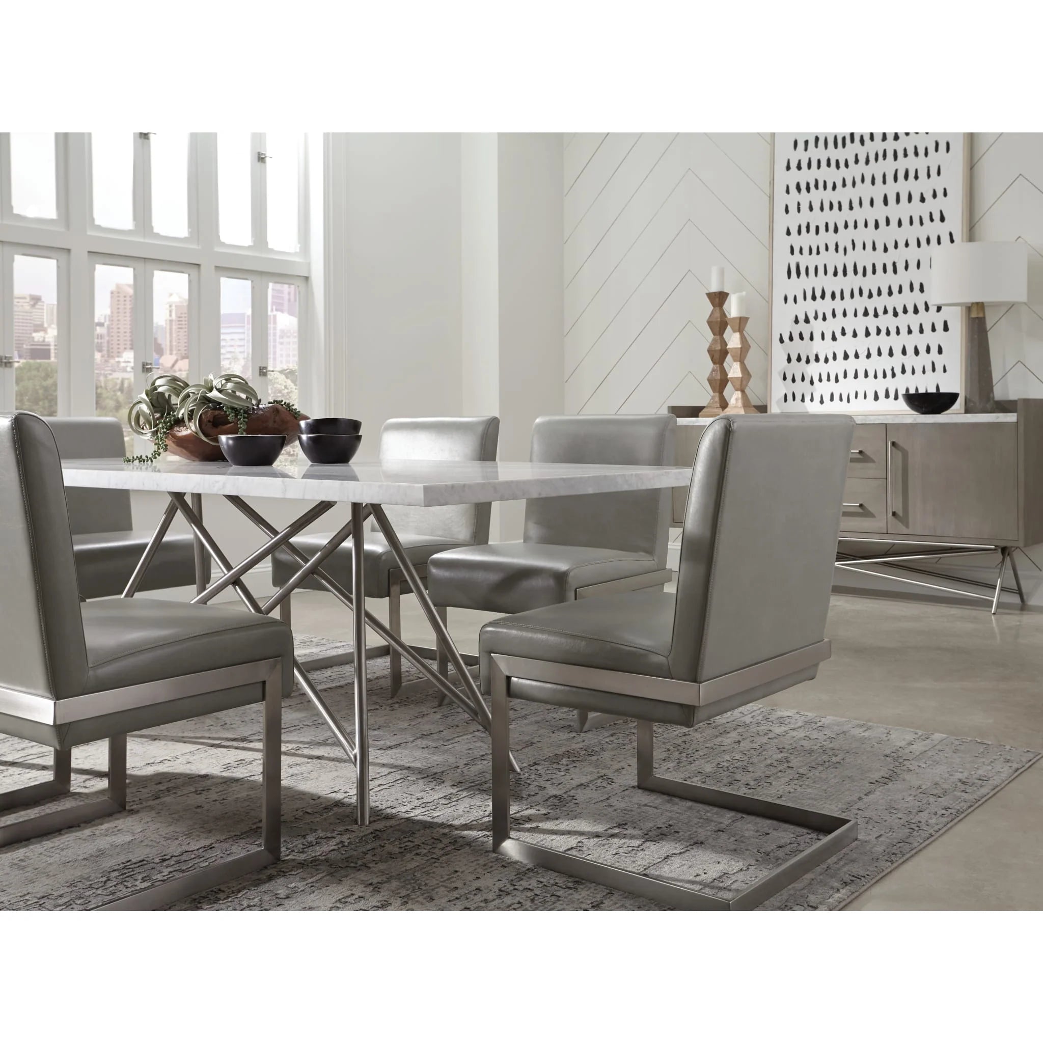 Chaise de salle à manger rembourrée en cuir synthétique - Coral