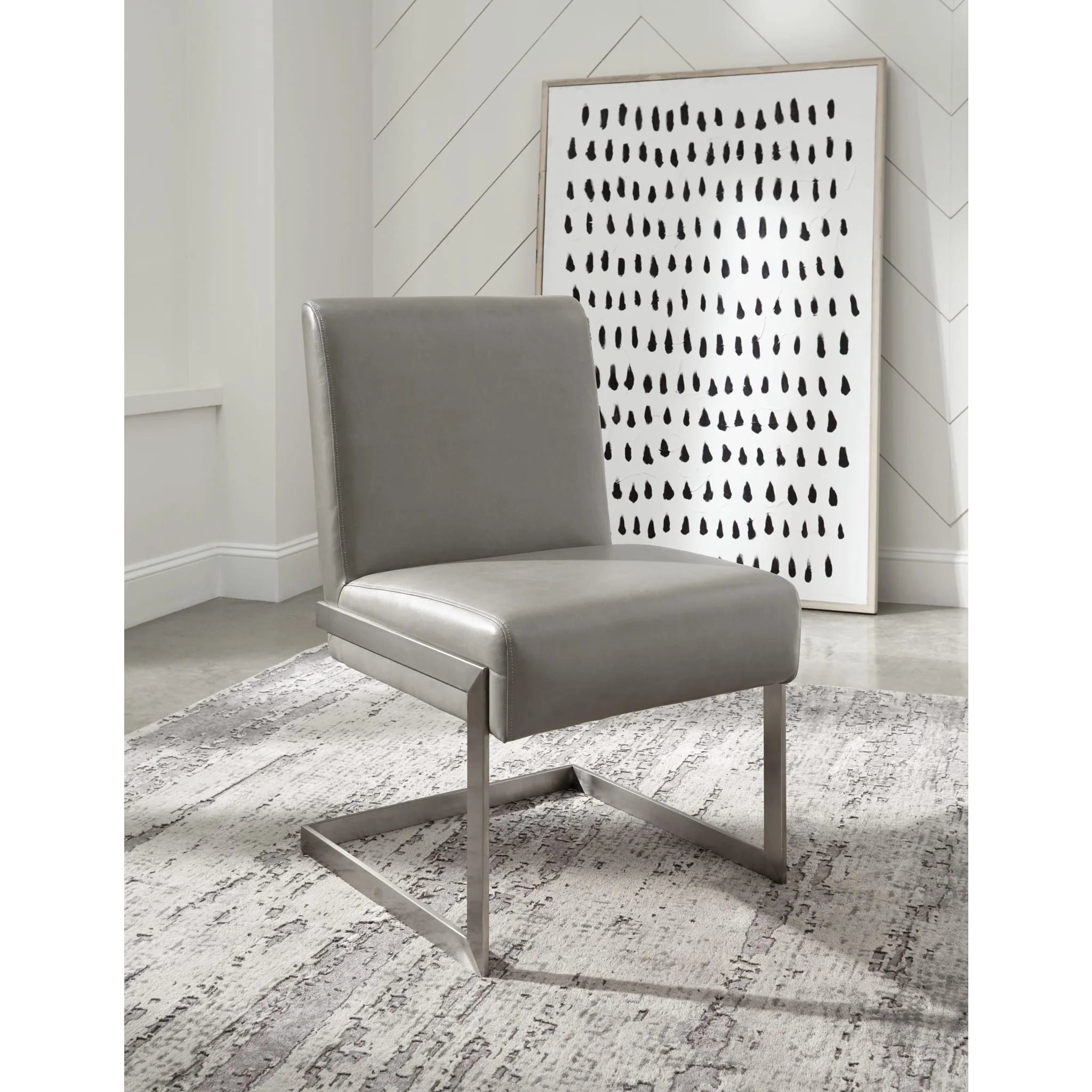 Chaise de salle à manger rembourrée en cuir synthétique - Coral