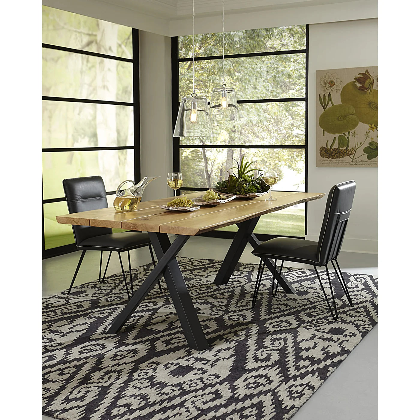 Chaise de salle à manger moderne à pieds en épingle - demi cheveux, couleur cobalt