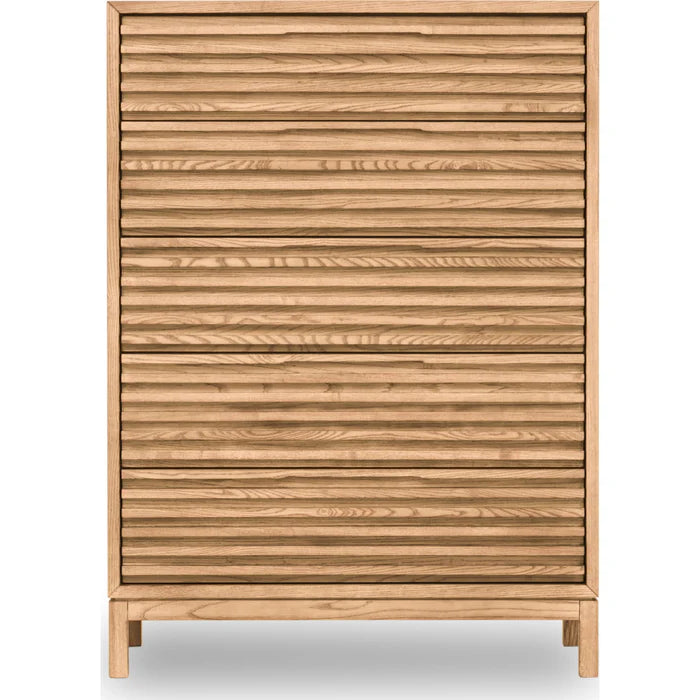 Commode à 5 tiroirs en bois de frêne, couleur lin - Tanner