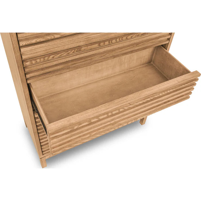 Commode à 5 tiroirs en bois de frêne, couleur lin - Tanner
