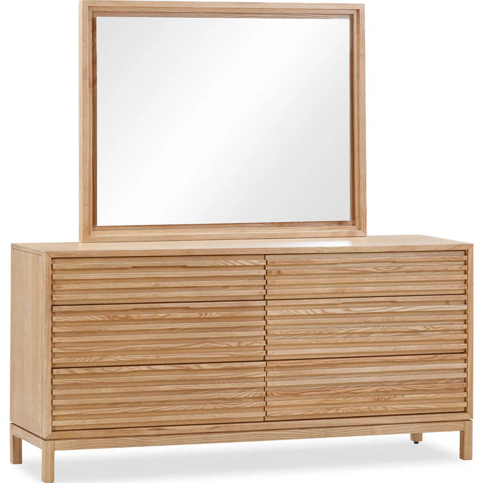Commode à 6 tiroirs en bois de frêne, couleur lin - Tanner