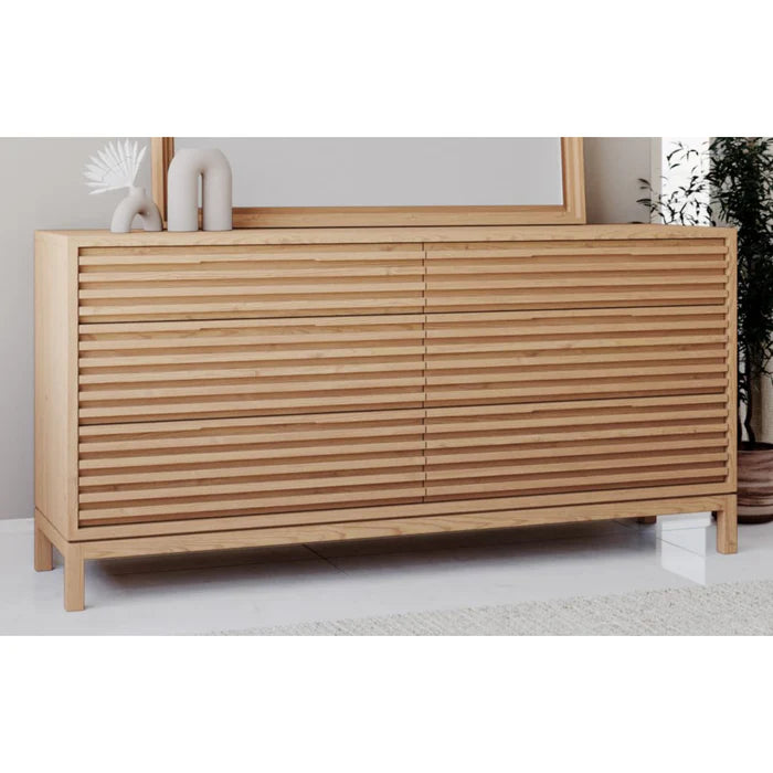 Commode à 6 tiroirs en bois de frêne, couleur lin - Tanner