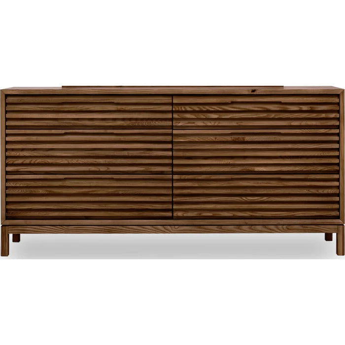 Commode à 6 tiroirs en bois de frêne, couleur roux - Tanner