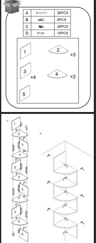 Etagère murale d'angle effet bois vieilli 120cm