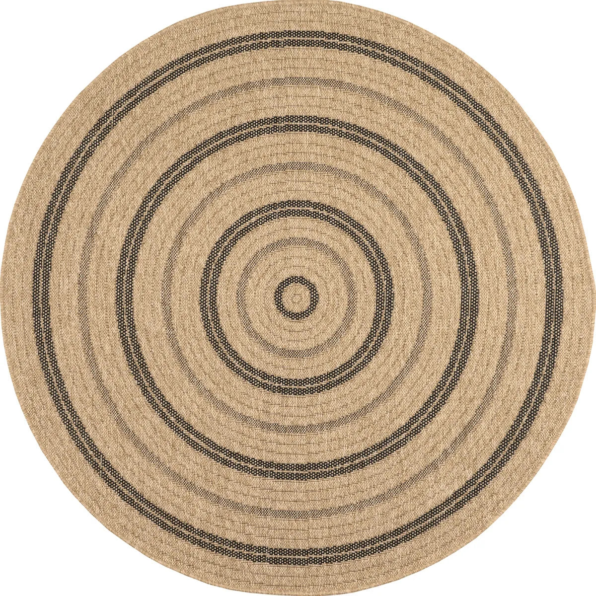 Tapis aspect jute nature motifs rectangles noirs rond - Nature
