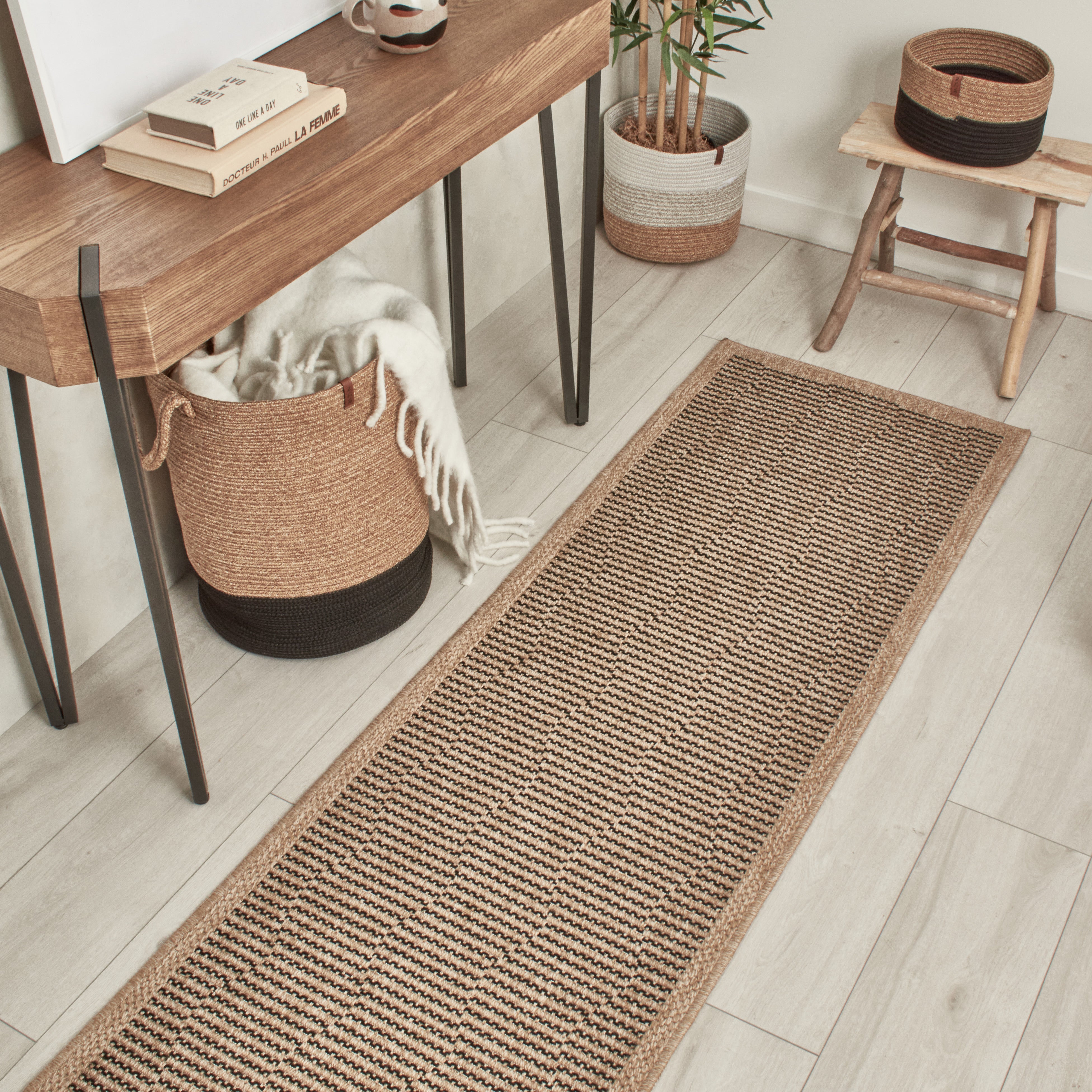 Tapis aspect Jute NATURE noir