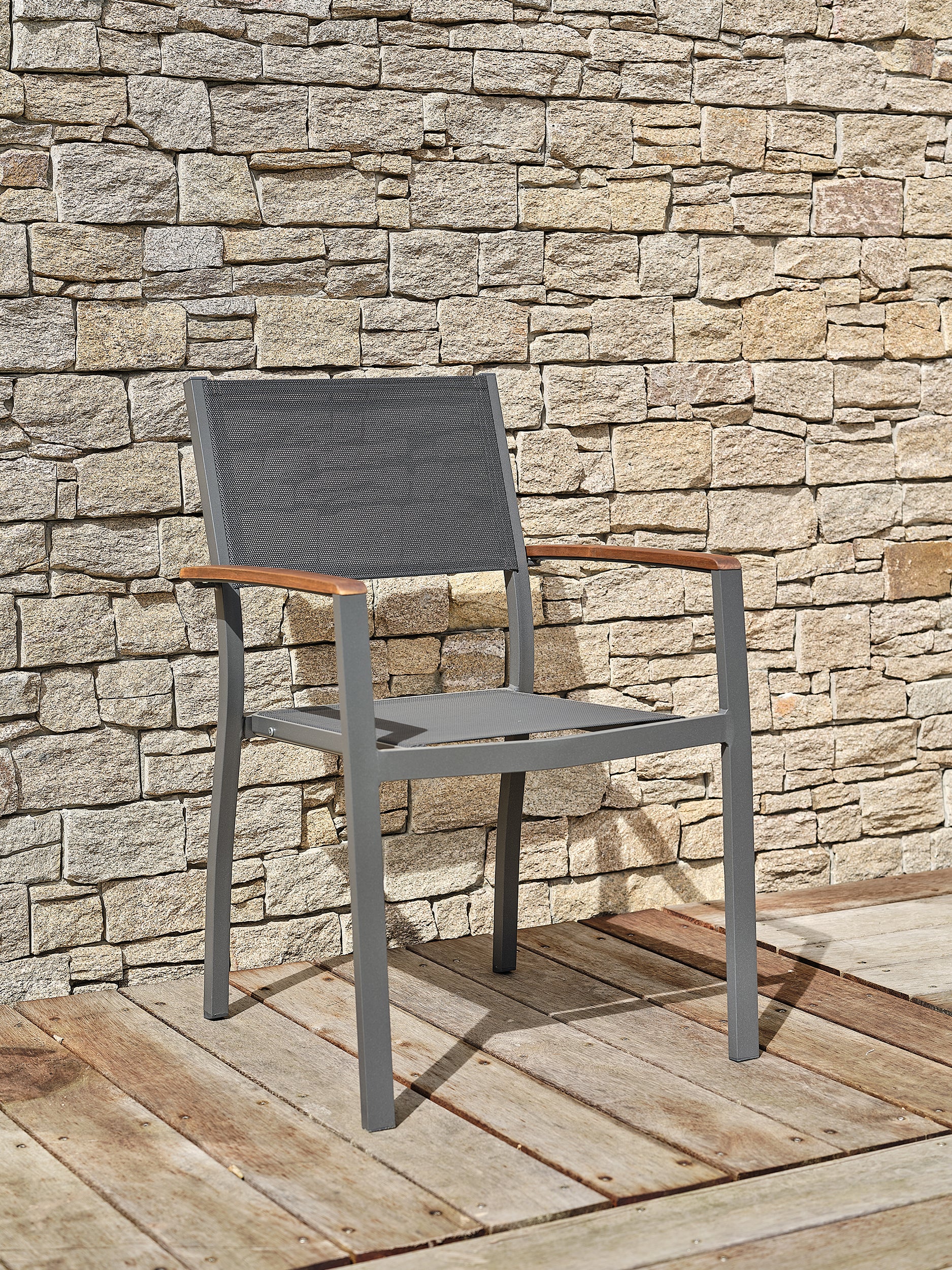 Ensemble repas de jardin table extensible en aluminium et 6 fauteuils - Orsino