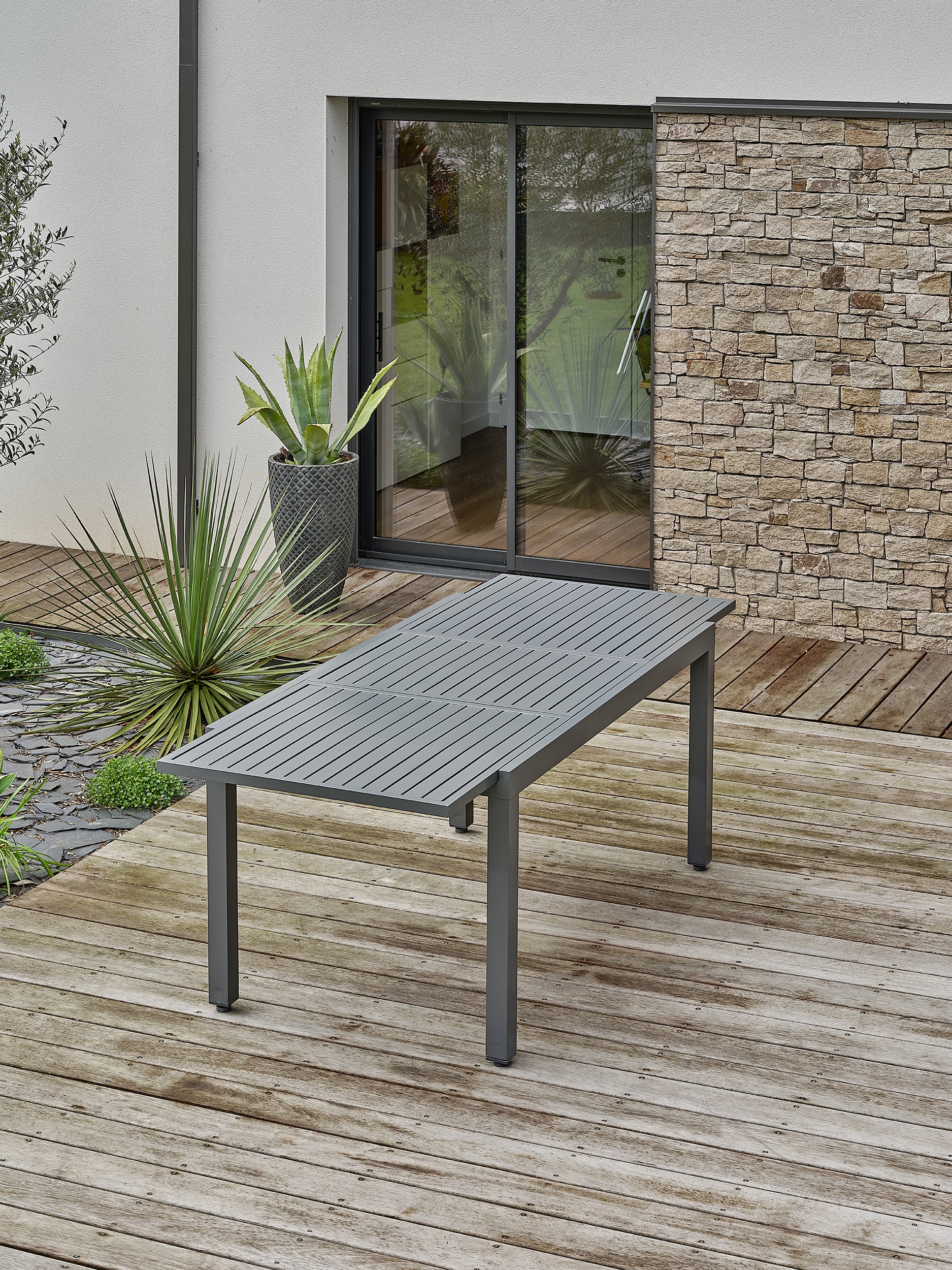 Table de jardin extensible ORSINO en aluminium - Alu anthracite 160 à 220 cm