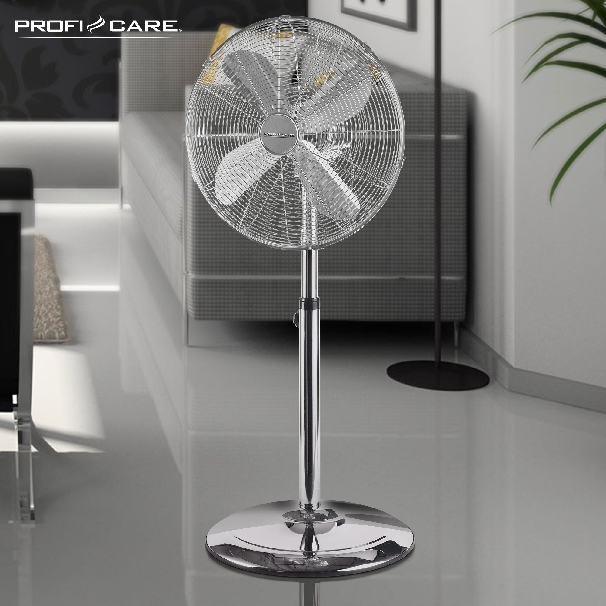 Ventilateur sur pied design Inox 40cm
