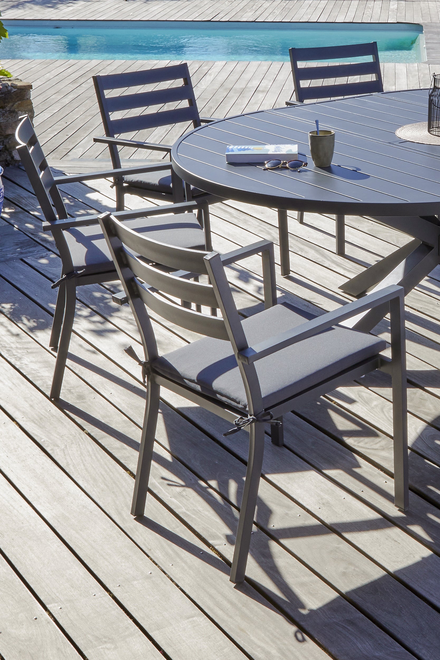 Fauteuil de jardin empilable PELOSA en aluminium - GRIS ANTHRACITE