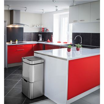 Poubelle de cuisine design pour recyclage 60L (30+30+4) Hailo Sensor Tandem