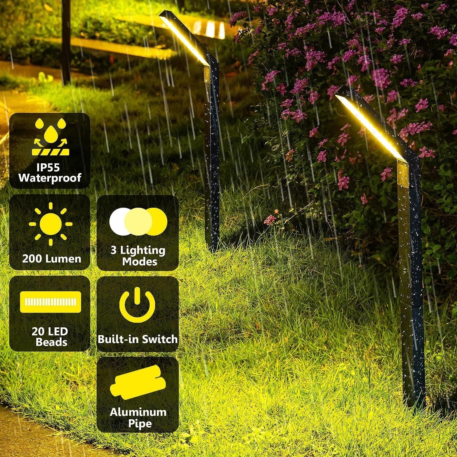 FlinQ Yora Solar Garden Lighting - Lampes solaires de jardin - Lampe d'extérieur - Aluminium - Paquet de 2 - Zwart