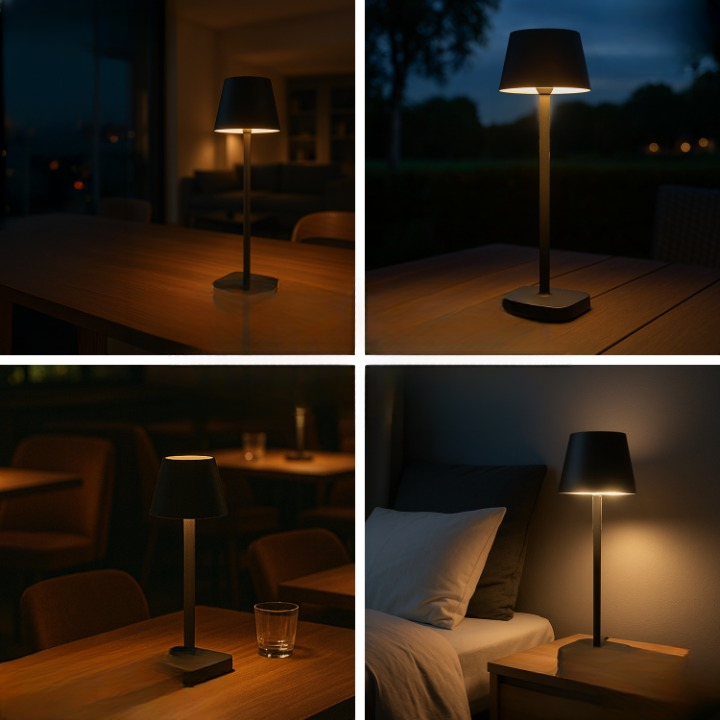FlinQ - Lampe de table - Rechargeable - Intensité variable avec mode mémoire - 3 niveaux d'éclairage - 38 cm - Noire