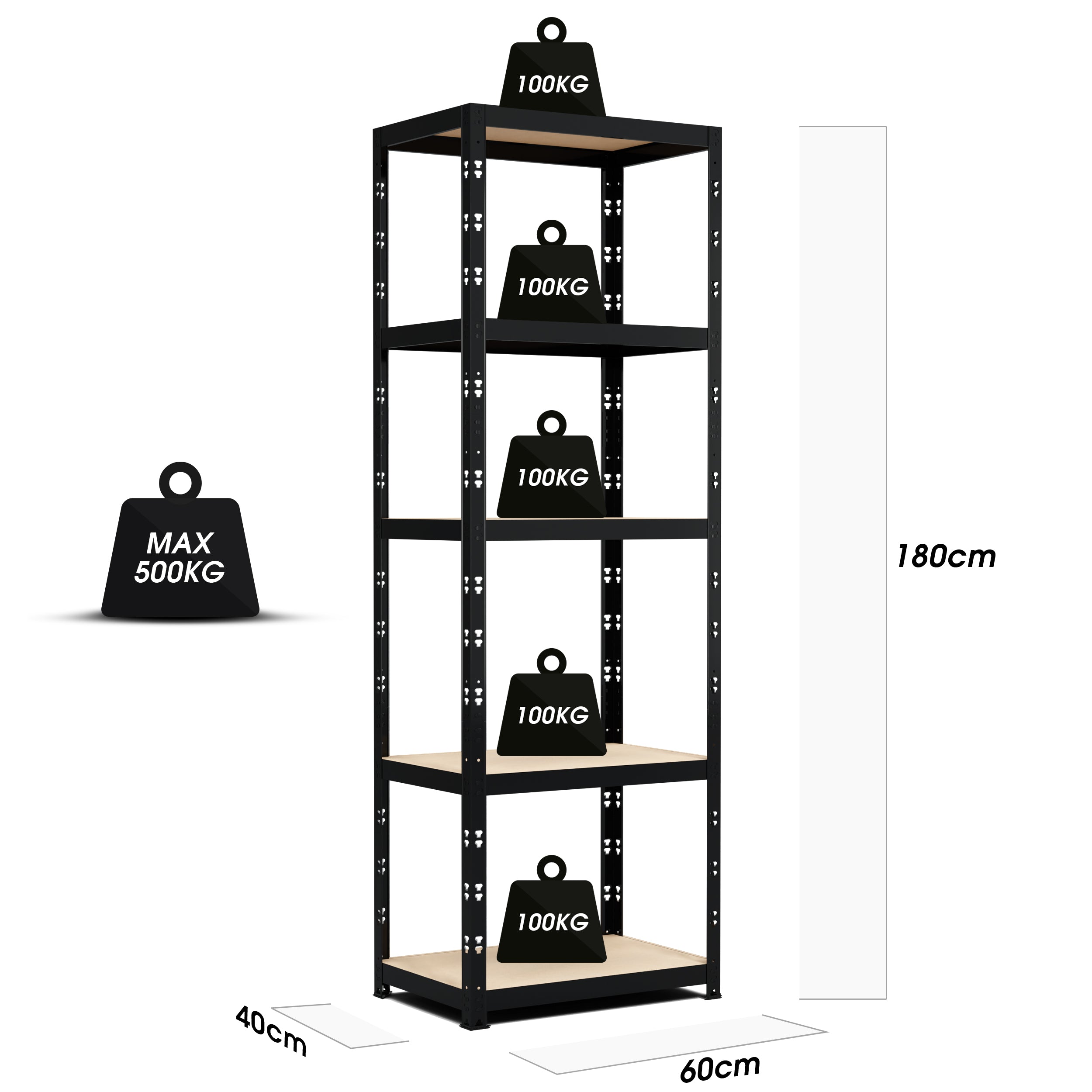 Etagere de Rangement Charges Lourdes 180x60x40cm