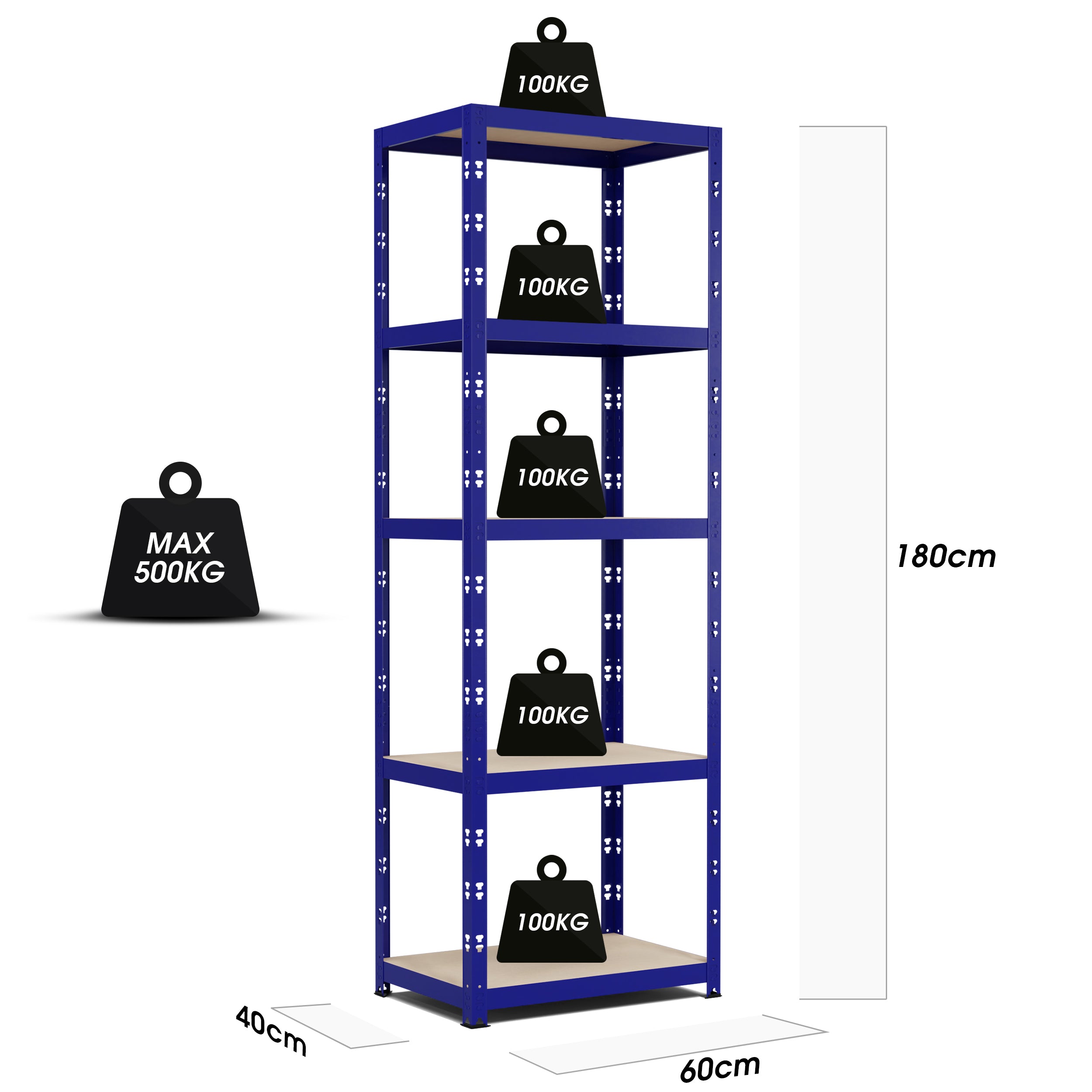 Etagere de Rangement Charges Lourdes 180x60x40cm