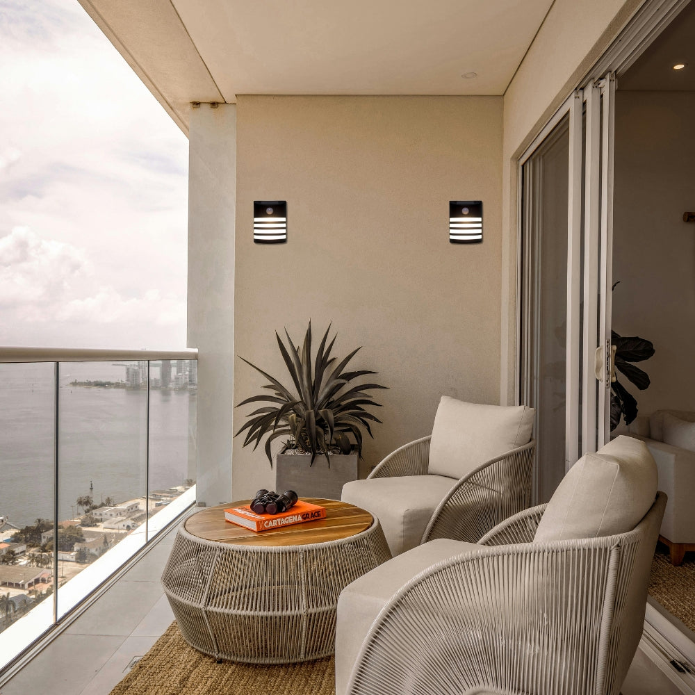 Applique Murale Solaire Extérieure Noire – Sans Fil avec Détecteur de Mouvement